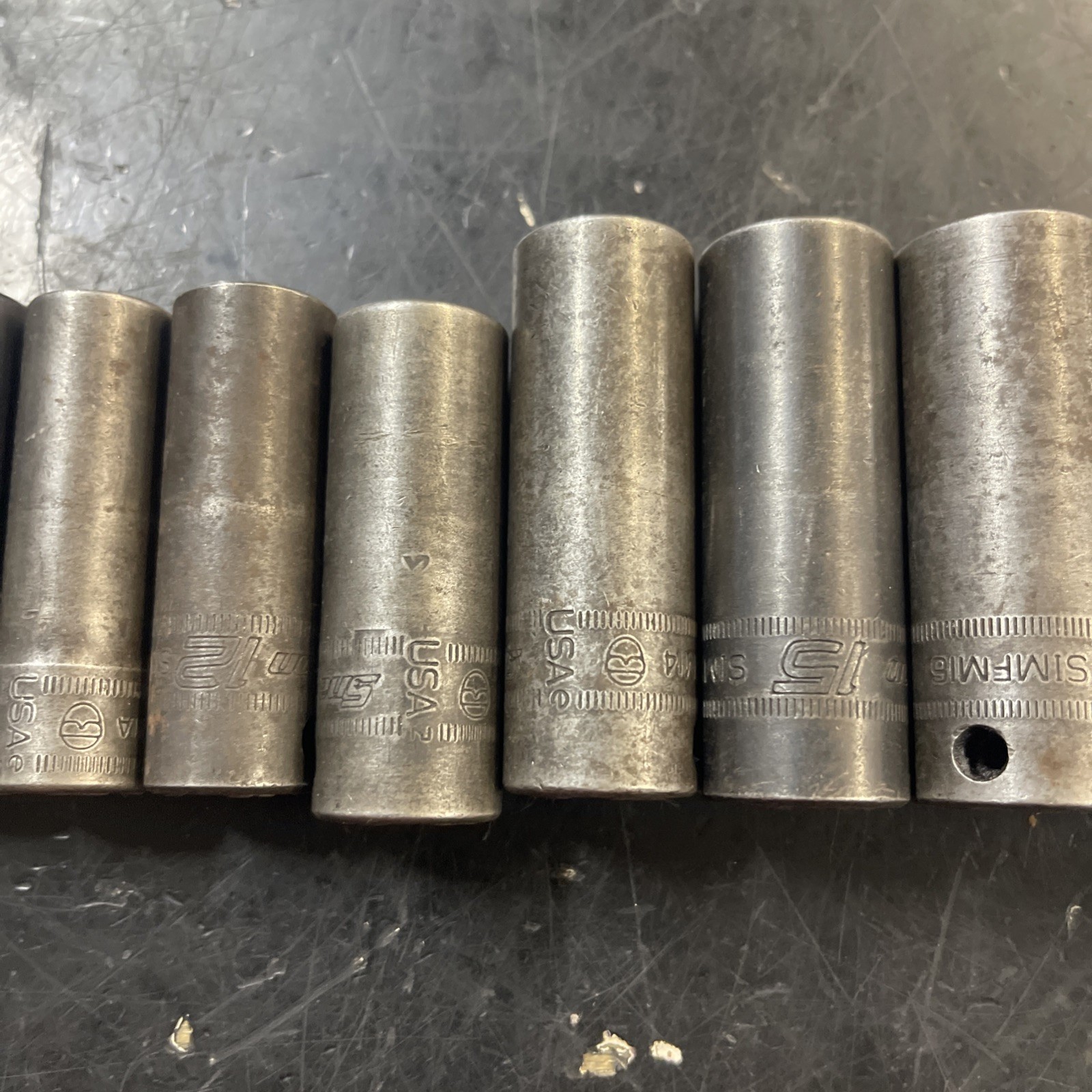 Snap-On 12 Pcs 3/8″ Dr 6pt Deep Impact Sockets 8-19mm + 21mm Missing 20mm