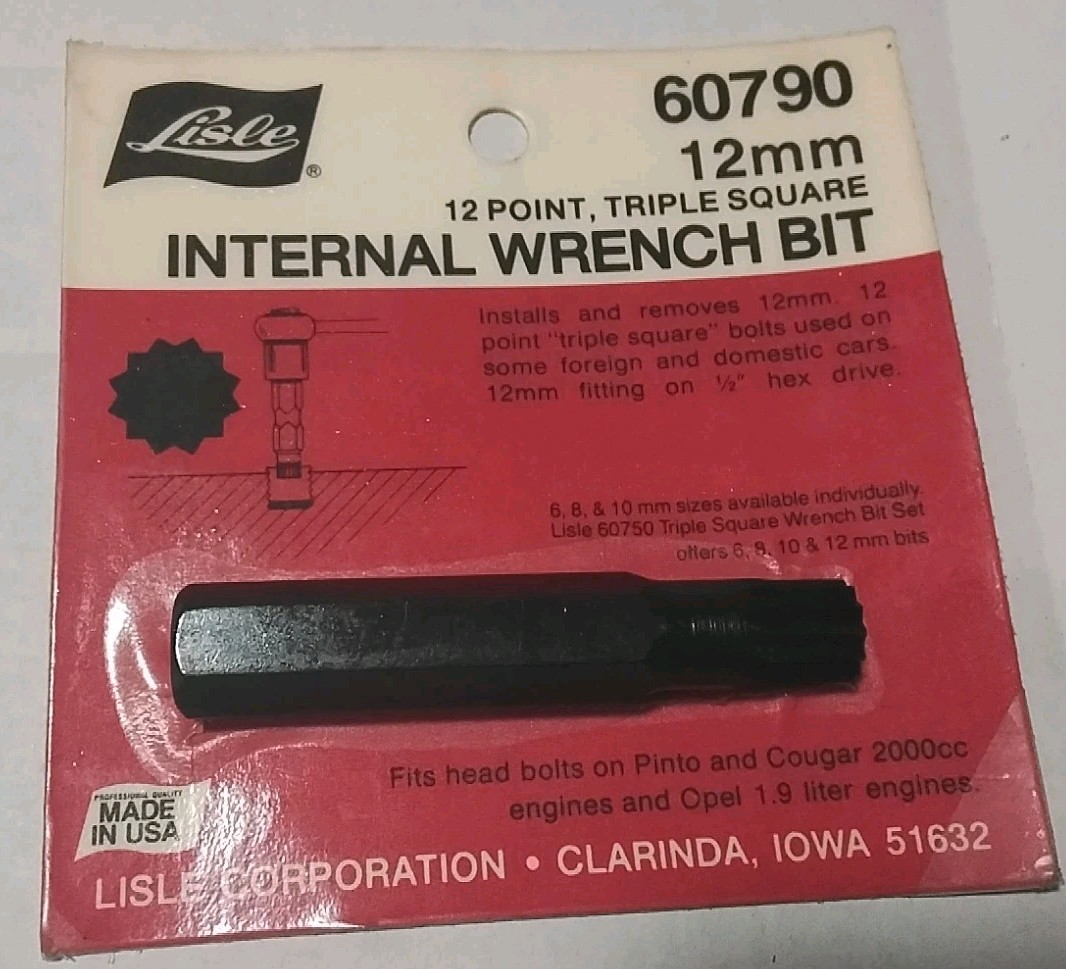 60790 LISLE USA MADE 12MM 12PT TRIPLE SQUARE INTERNAL WRENCH BIT USA 🇺🇸