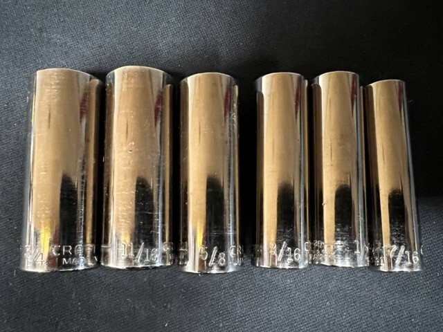 CRAFTSMAN 3/8″ DR 6PT-12PT made in USA SAE and Metric sockets, LOT of 46 PCS