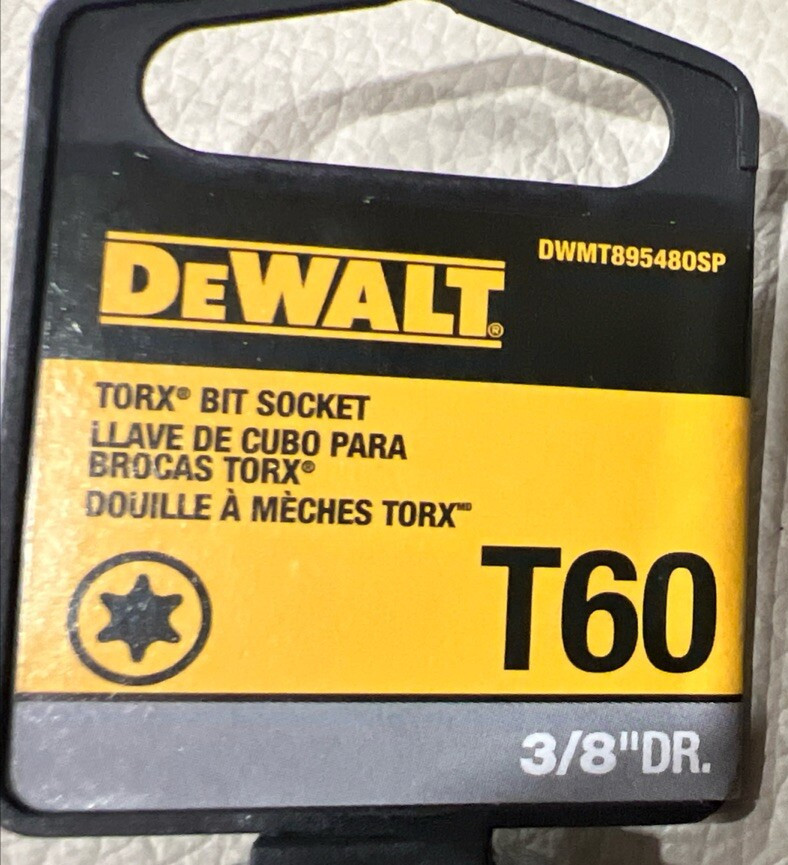 New DeWalt T60 Torx Socket with 3/8 Drive Chrome