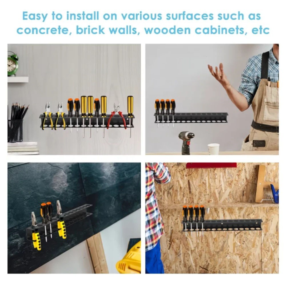 Space Saving Heavy Duty Wall Mounted Screw Driver Holder Tool Rack for Workshop