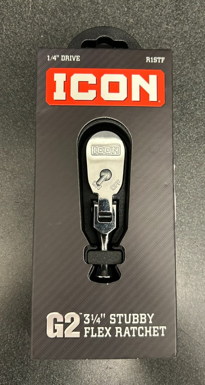 NEW ICON G2 1/4” in. Drive, 3 1/4” in. Stubby Flex Ratchet R1STF 70441