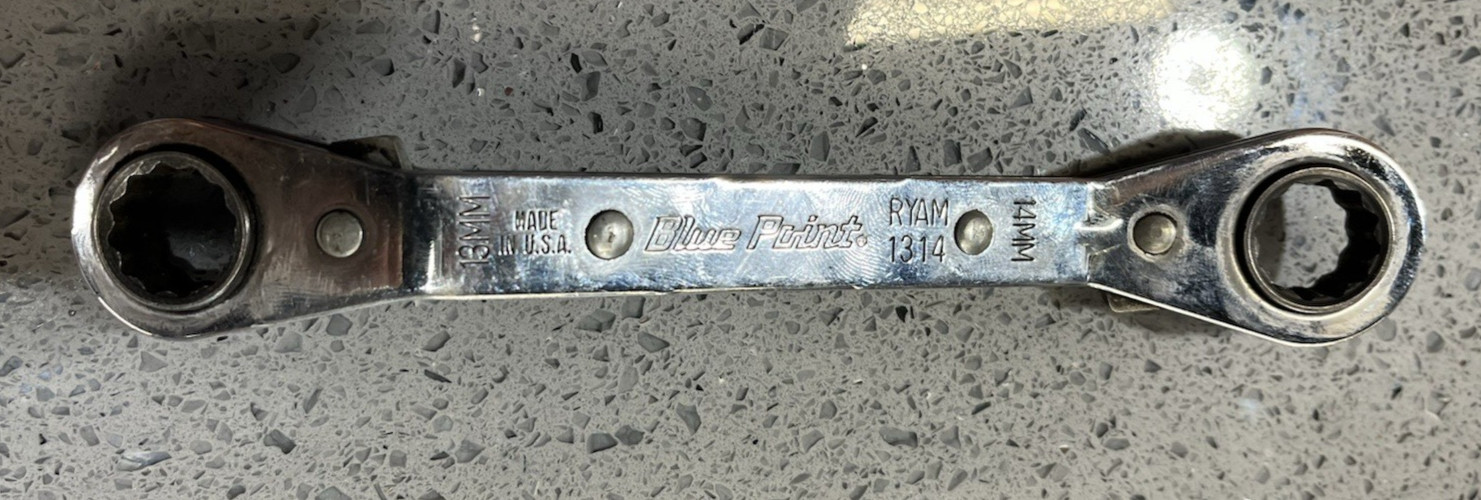 Blue-Point RBYAM605 5 pc 12-Point Metric 25° Offset Ratcheting Box Wrench Set