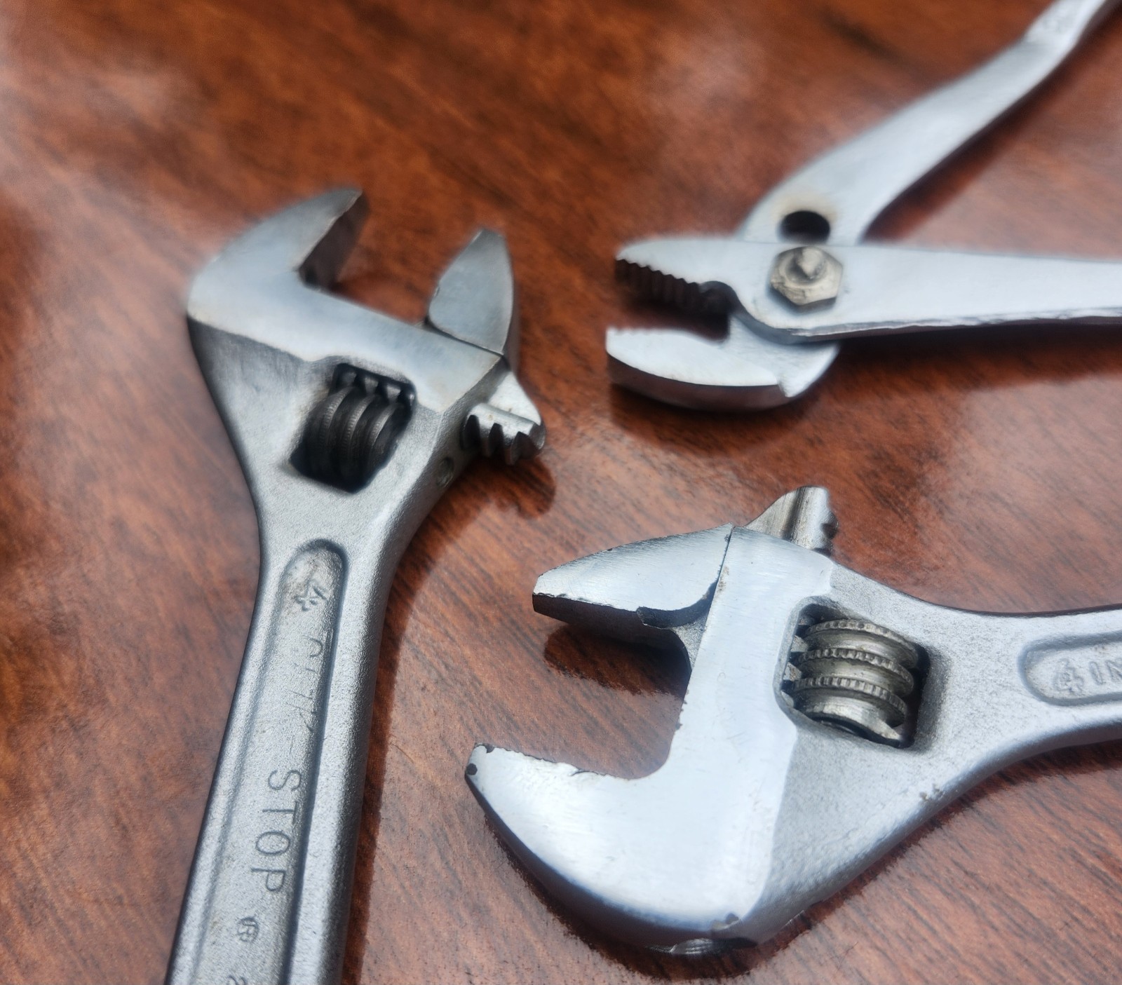 Vintage Proto 4″ Tools. 2- Adjustable Wrenches + 1- Slip-Joint Pliers USA