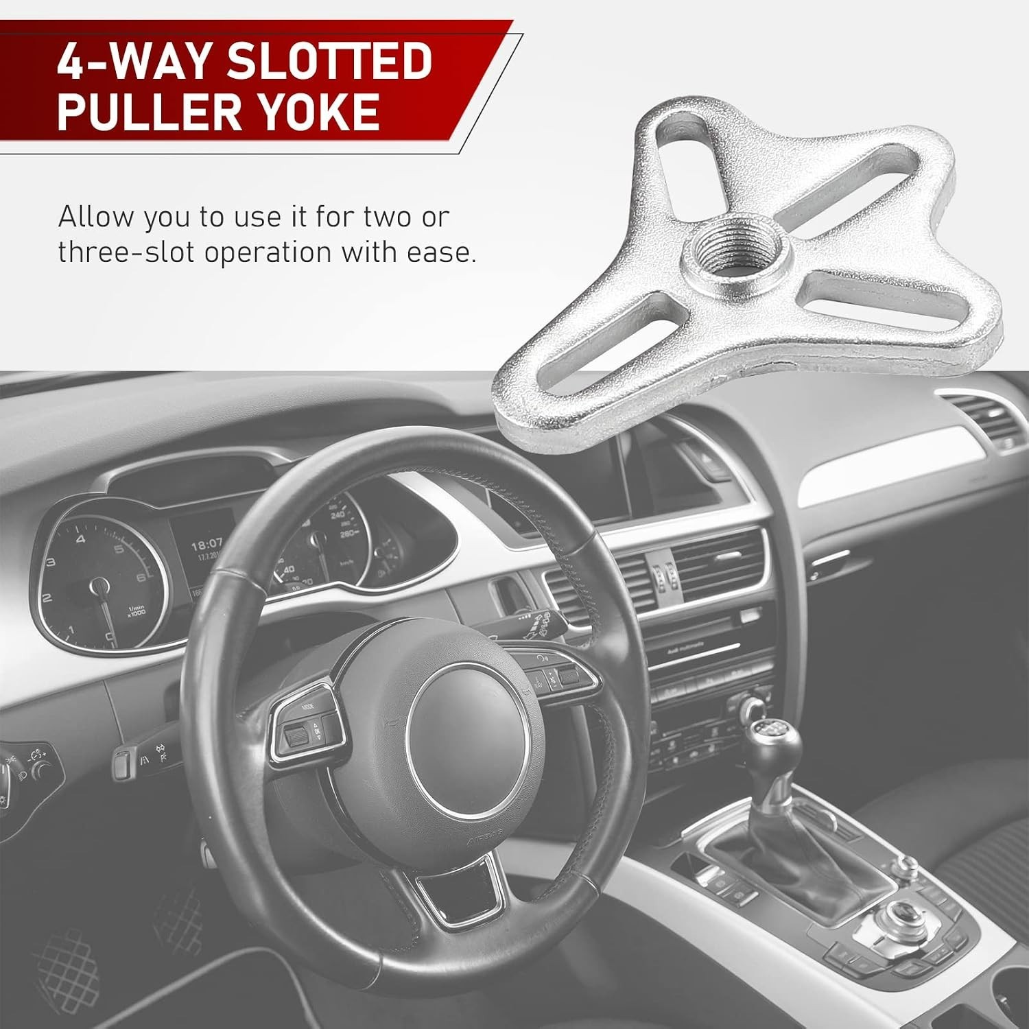 Durable Steering Wheel Puller Kit – 46pcs with Chrome Finish & Carrying Case