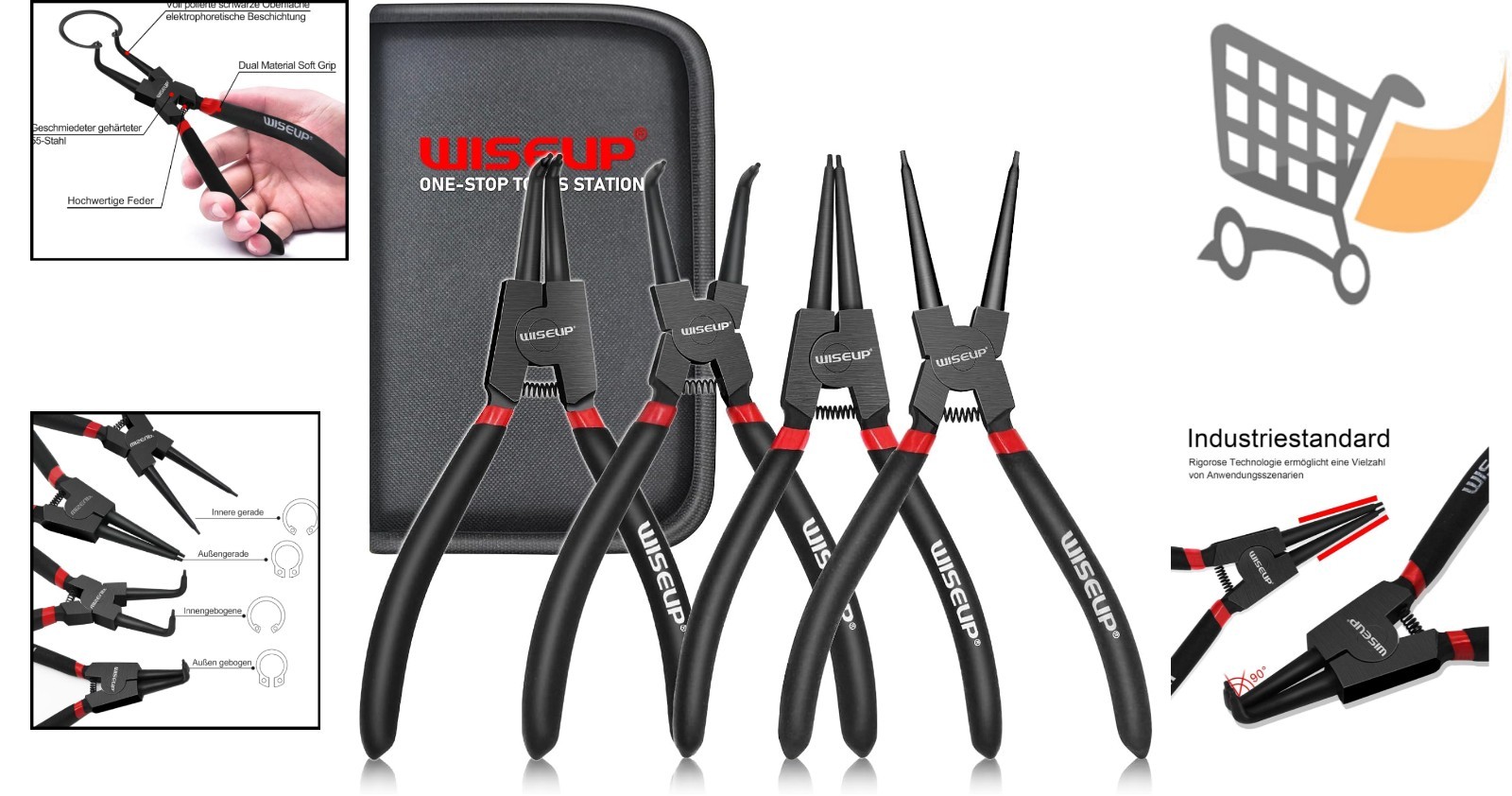 Snap Ring Pliers Set 4PCS Heavy Duty 7 Inch Carbon Steel Internal External