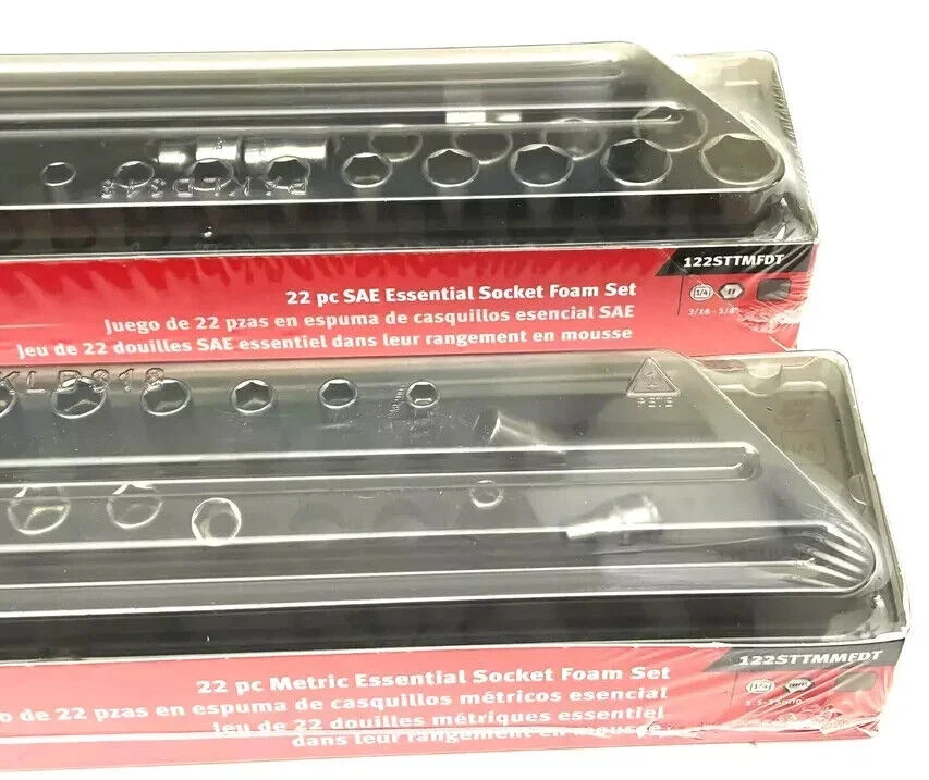 Snap-on 44pc 1/4″dr Metric / SAE Shallow & Deep Socket Sets 3/16-5/8″ / 5.5-15mm