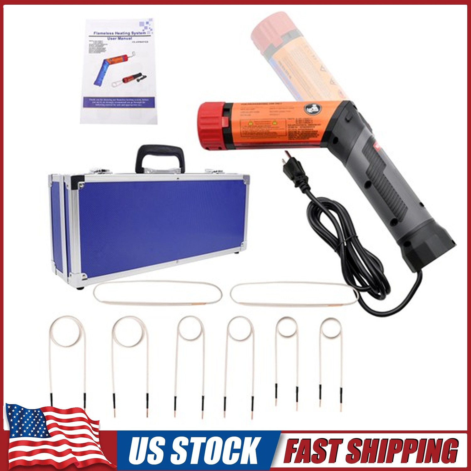 1100W Portable Heat Induction Tool Magnetic Induction Heater Kit with 8 Coils