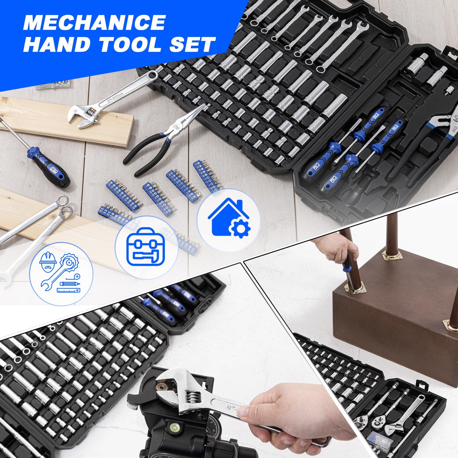 240 PCS Mechanics Socket Set High-Quality SAE Metric Ratchets Wrenches Toolbox