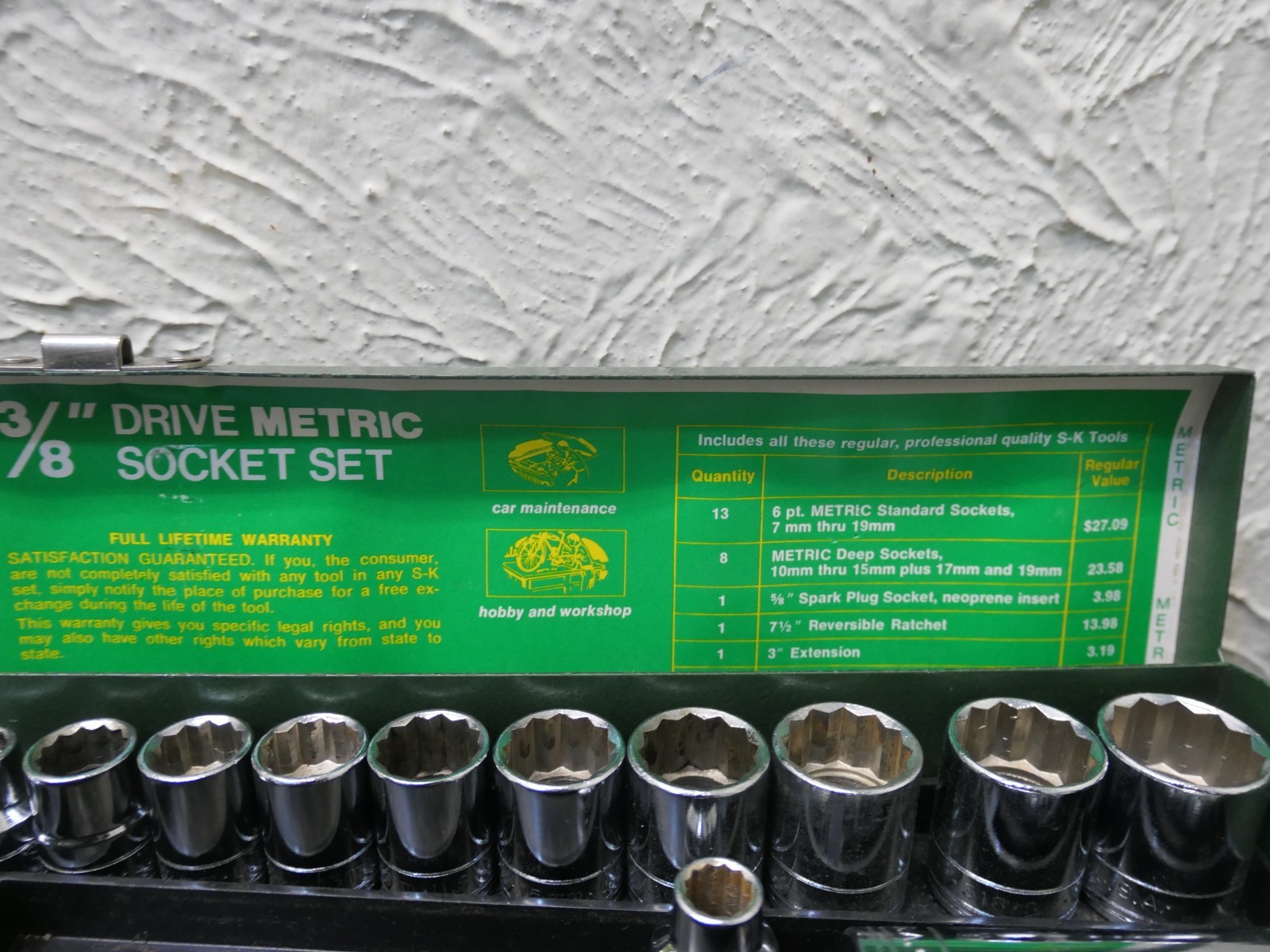 S.K 20pc Socket Set 3/8″ DRIVE 12pt Metric MADE IN USA W/Metal Case