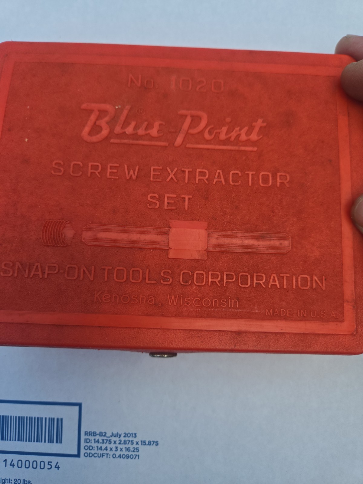 BLUE POINT No. 1020 Screw Extractor Set, MISSING PIECES, PARTIAL SET, AS IS
