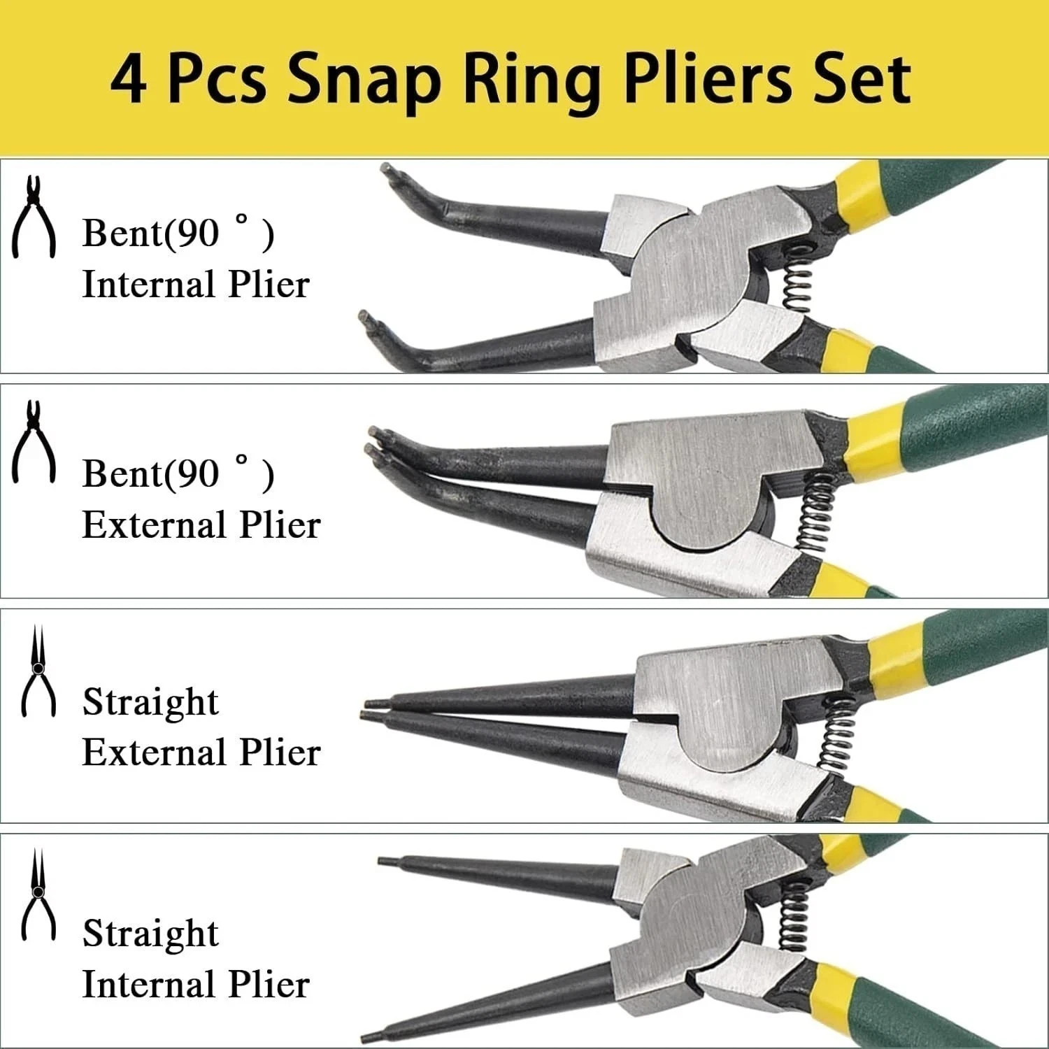 4pc 7″ Circlip Plier Snap Ring Pliers Portable Internal External Retaining Clip