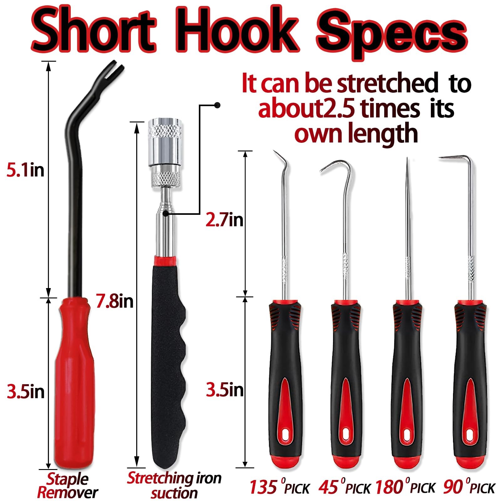 KEZE 15Pcs Carbon Steel Precision Pick & Hook and Red-15 Set