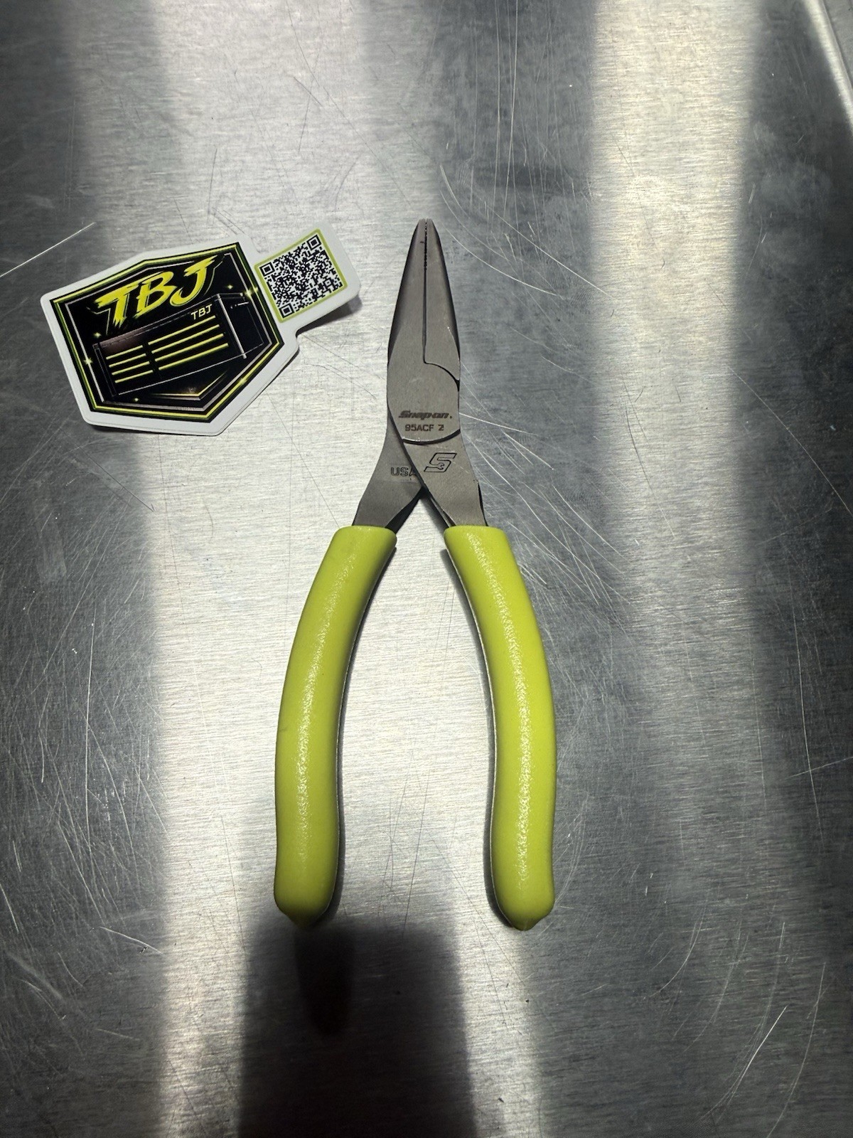 Snap-on Tools USA HI-VIZ 6″ Soft Grip Needle Nose Pliers 95ACFHV New Old Stock