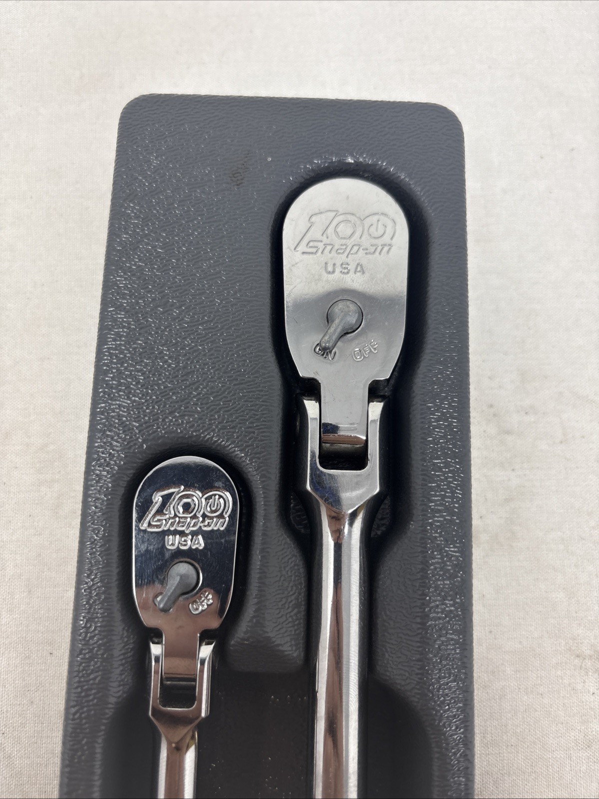 Snap-on Tools NEW RARE 100TH ANNIVERSARY 2pc Flex-Head Ratchet Set RAT2TFLFCE