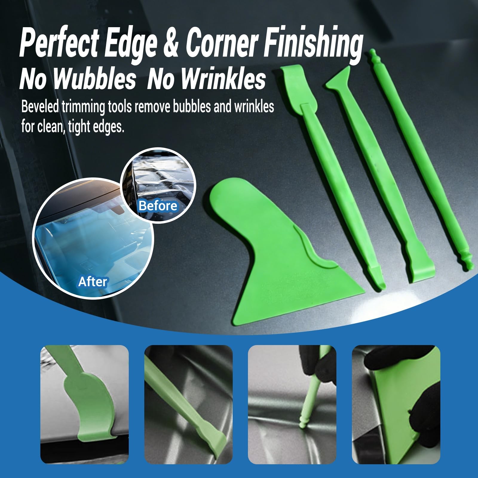 11PCS Auto Body Tool Set Flexible Filler Spreader, Putty Knife, Tint Kit &