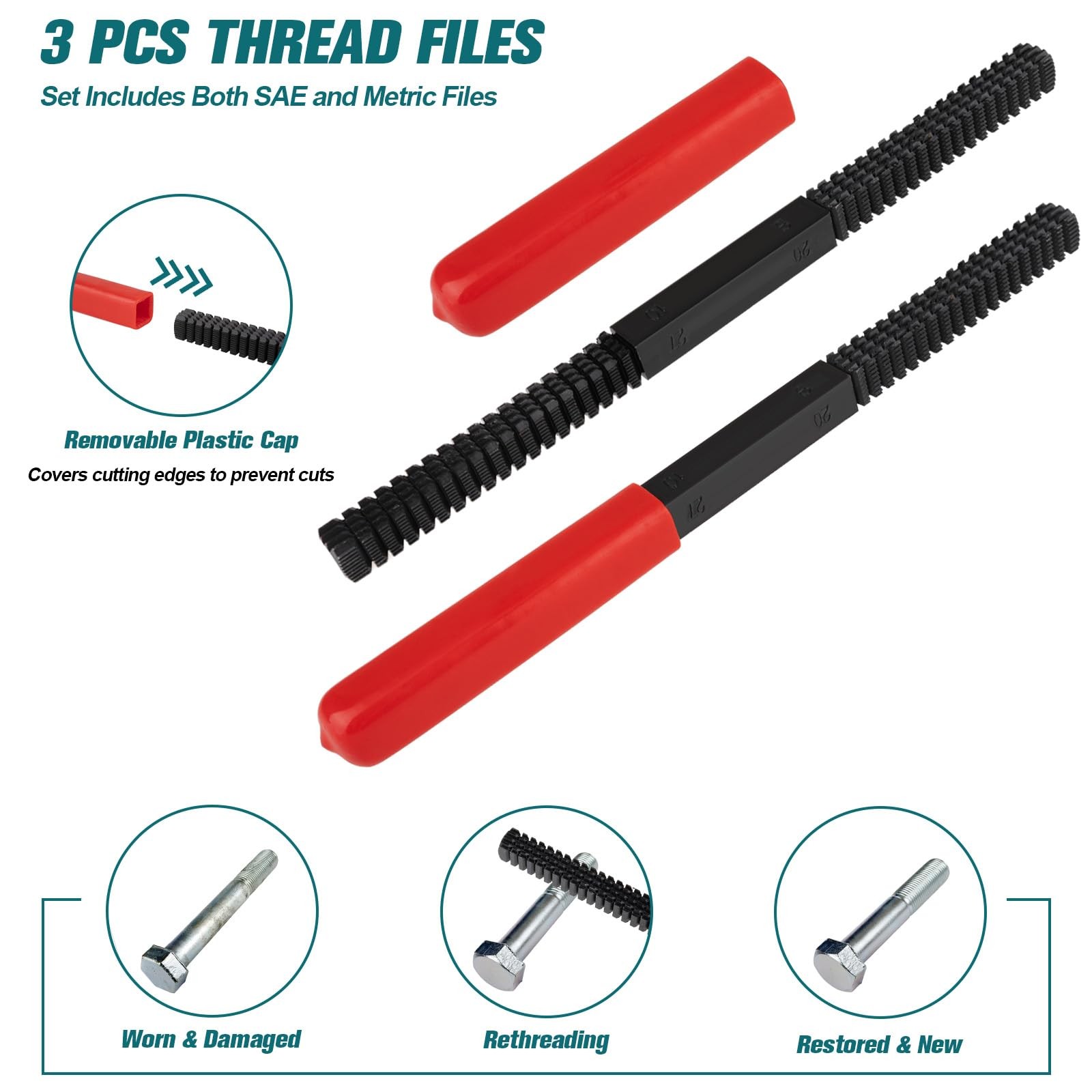 Aikyciu 49-Piece Thread Chaser Set, UNC UNF & Metric & SAE