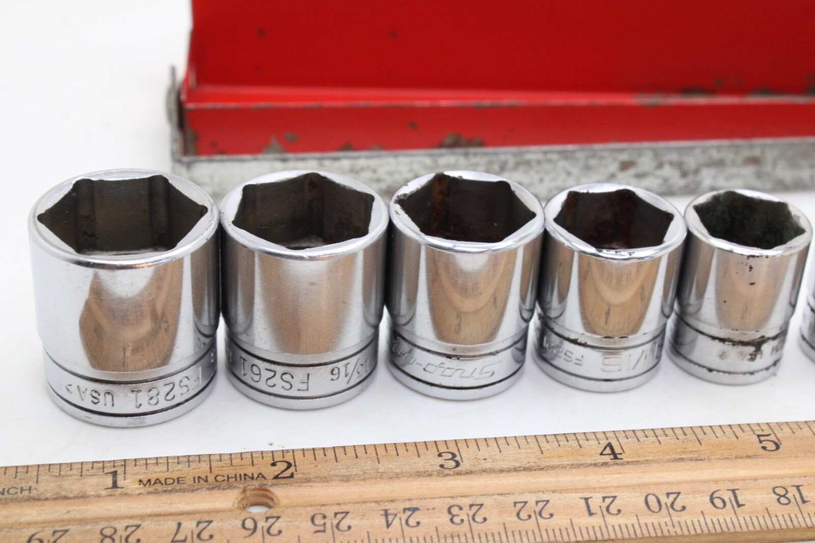 Snap On FS081-FS281 1/4″-78″ 3/8″ Drive 6 Point 11 Piece Shallow Sockets Set USA