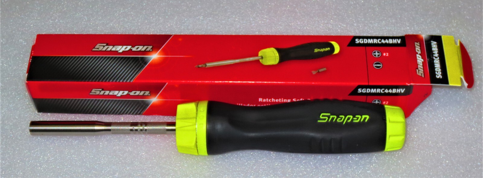 *NEW* Snap-on YELLOW Ratcheting Screwdriver SGDMRC44BHV *HI-VIZ SOFT HANDLE* NIB