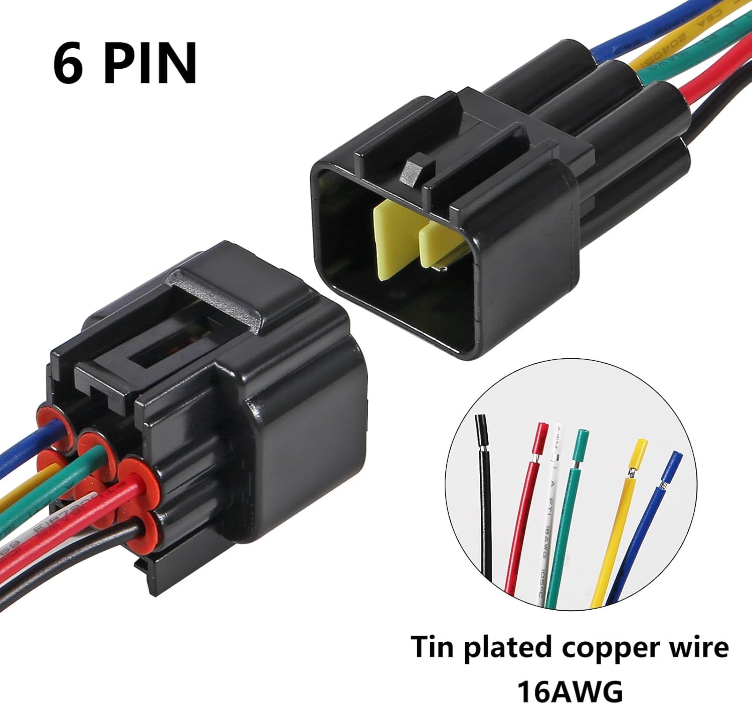 AITRIP 2PACK 6Pin Electrical connector, 6 pin waterproof connector with 6 Pin