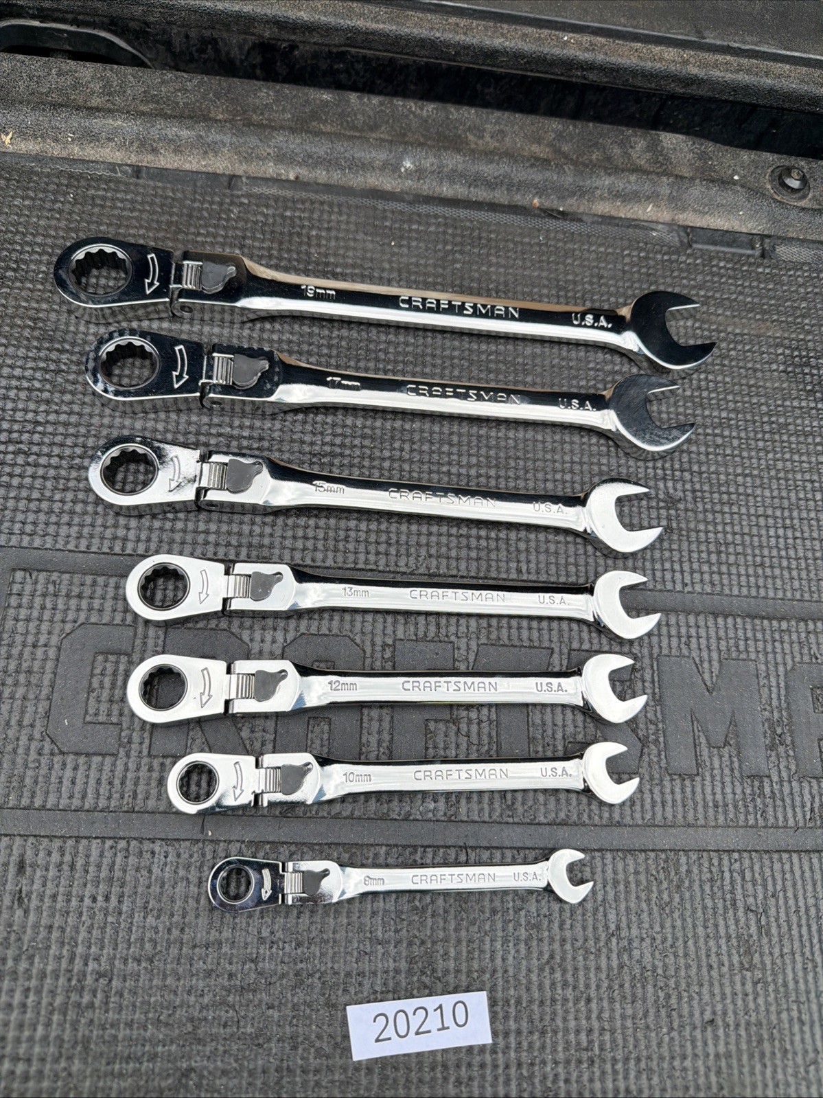 Rare Sears Craftsman USA Nos 7pc Locking Flex Ratcheting Wrench Set 42401 Metric