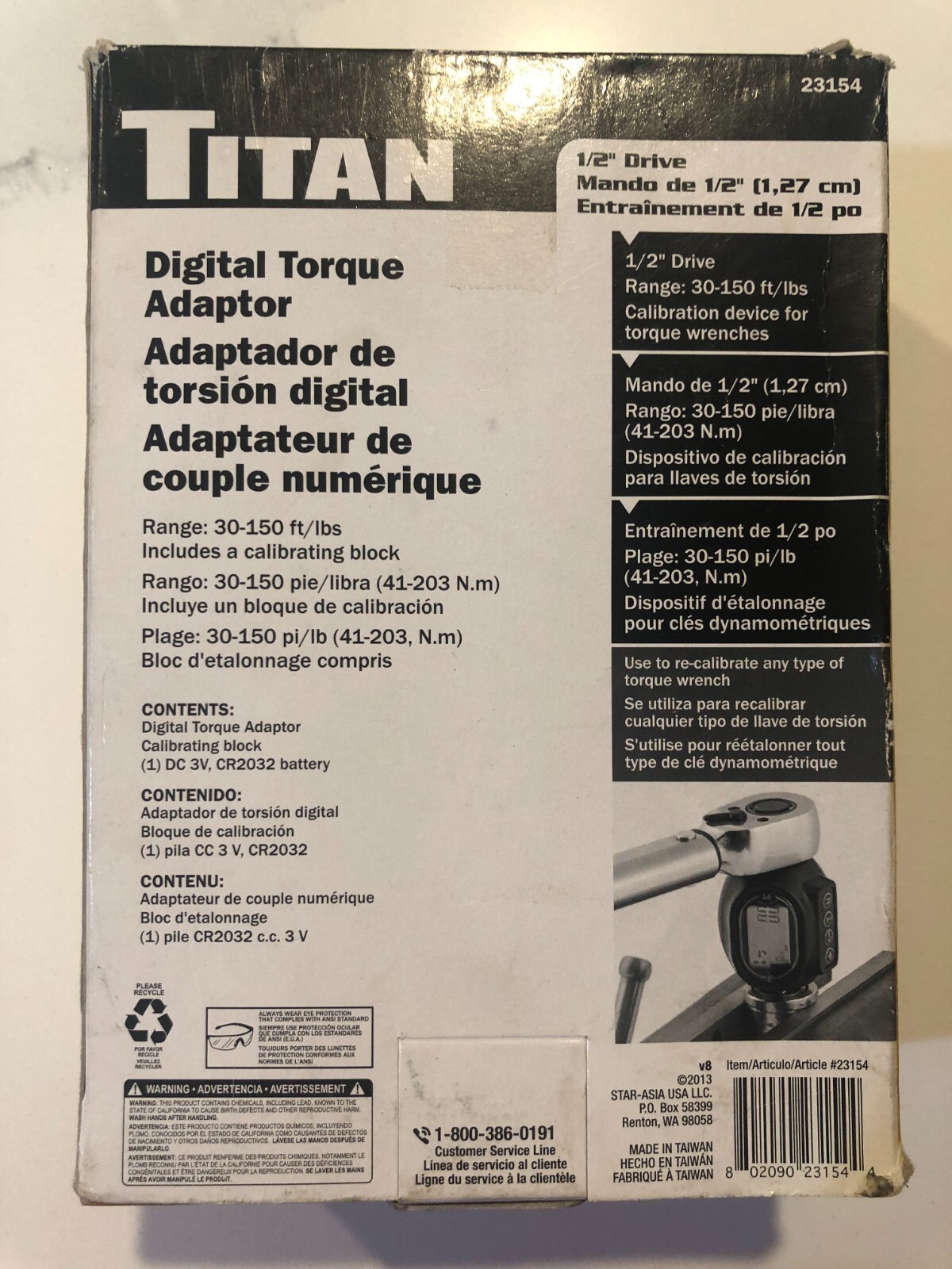 Titan Digital Torque Adapter 1/2″ 23154