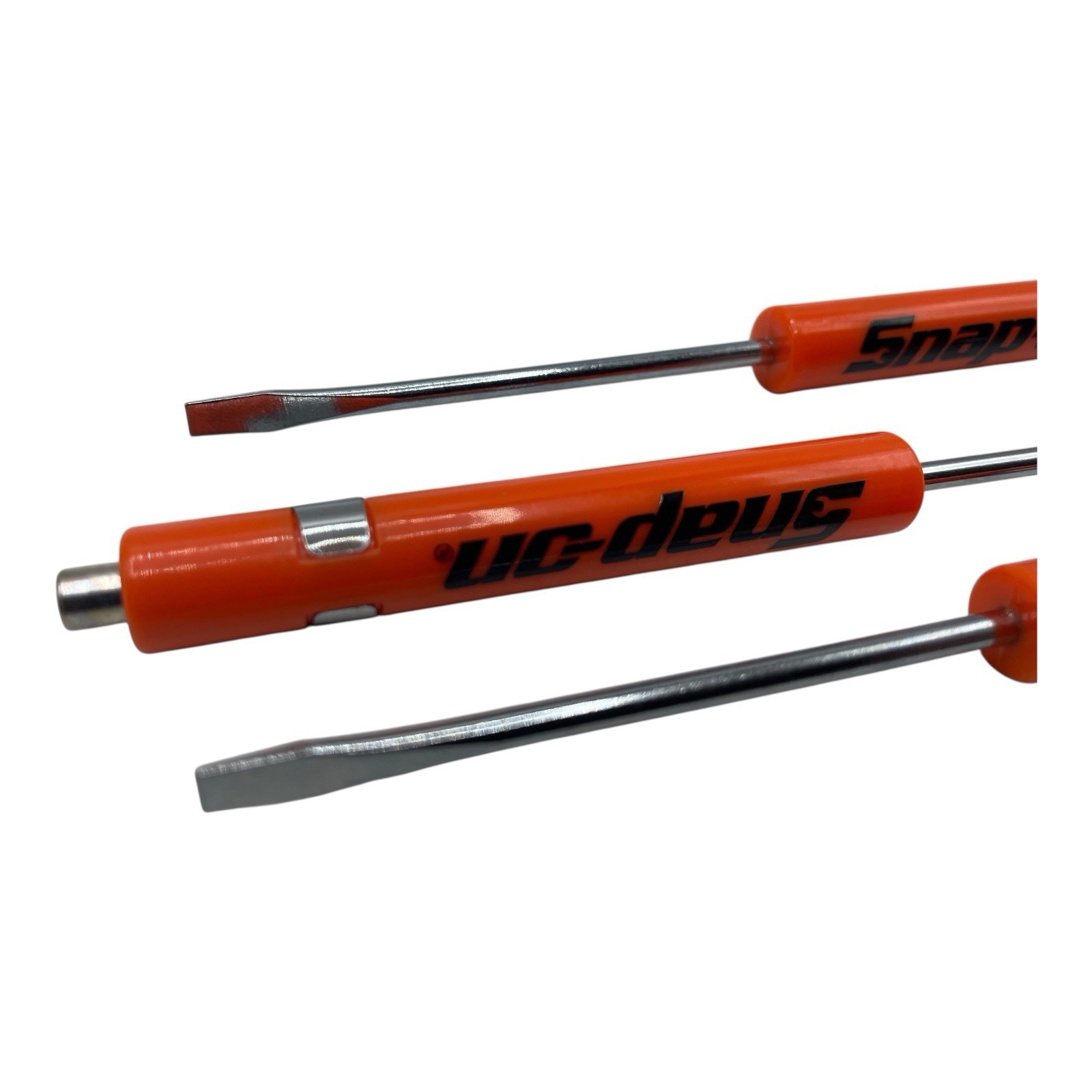 3 Pack Snap On Orange Pocket Screwdriver Flat Tip Blade and Magnetic End