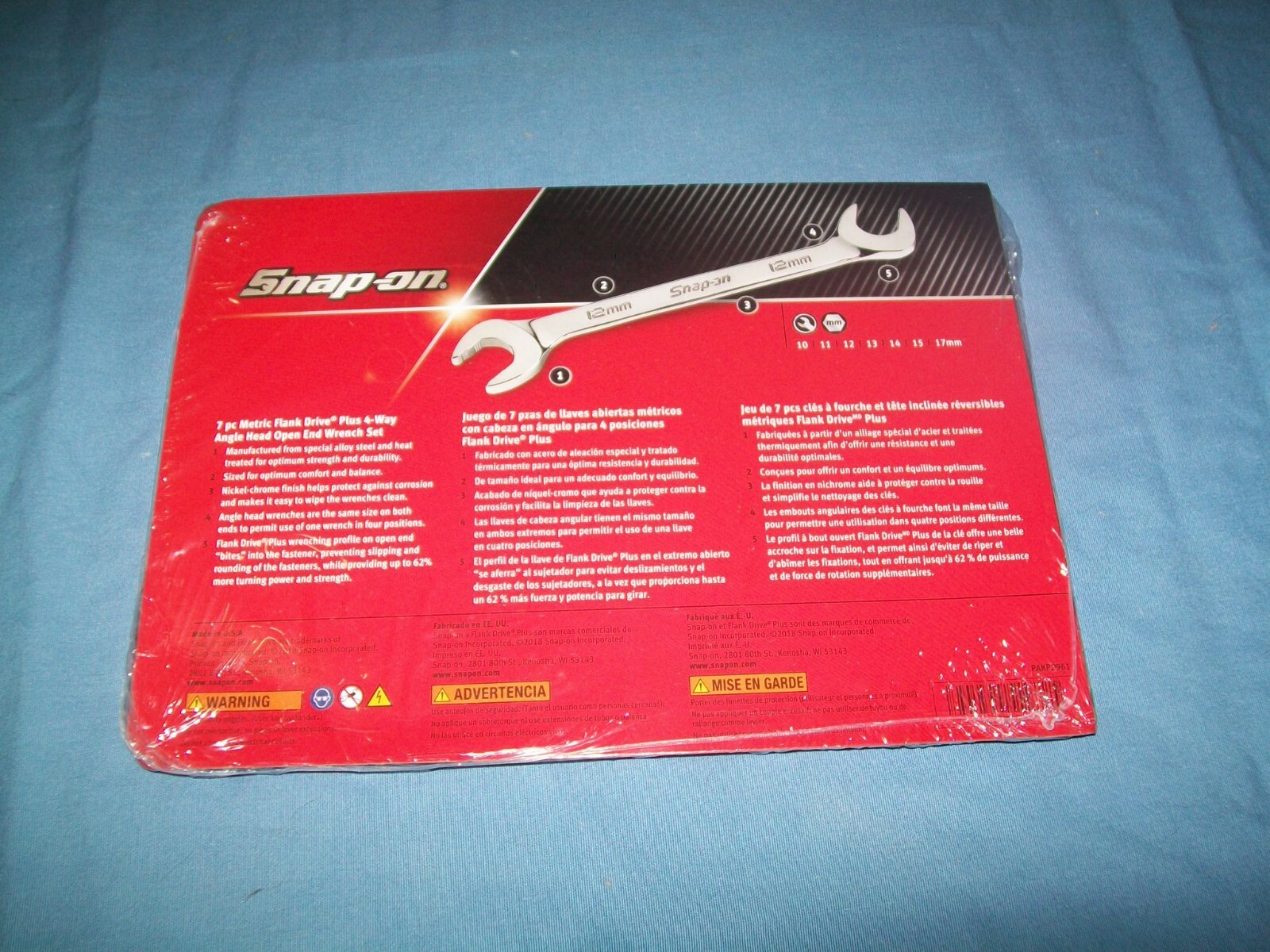 NEW Snap-on™ 10 17 mm 4-way angled FLANK Drive PLUS Wrench SET SVSM807A SEALed