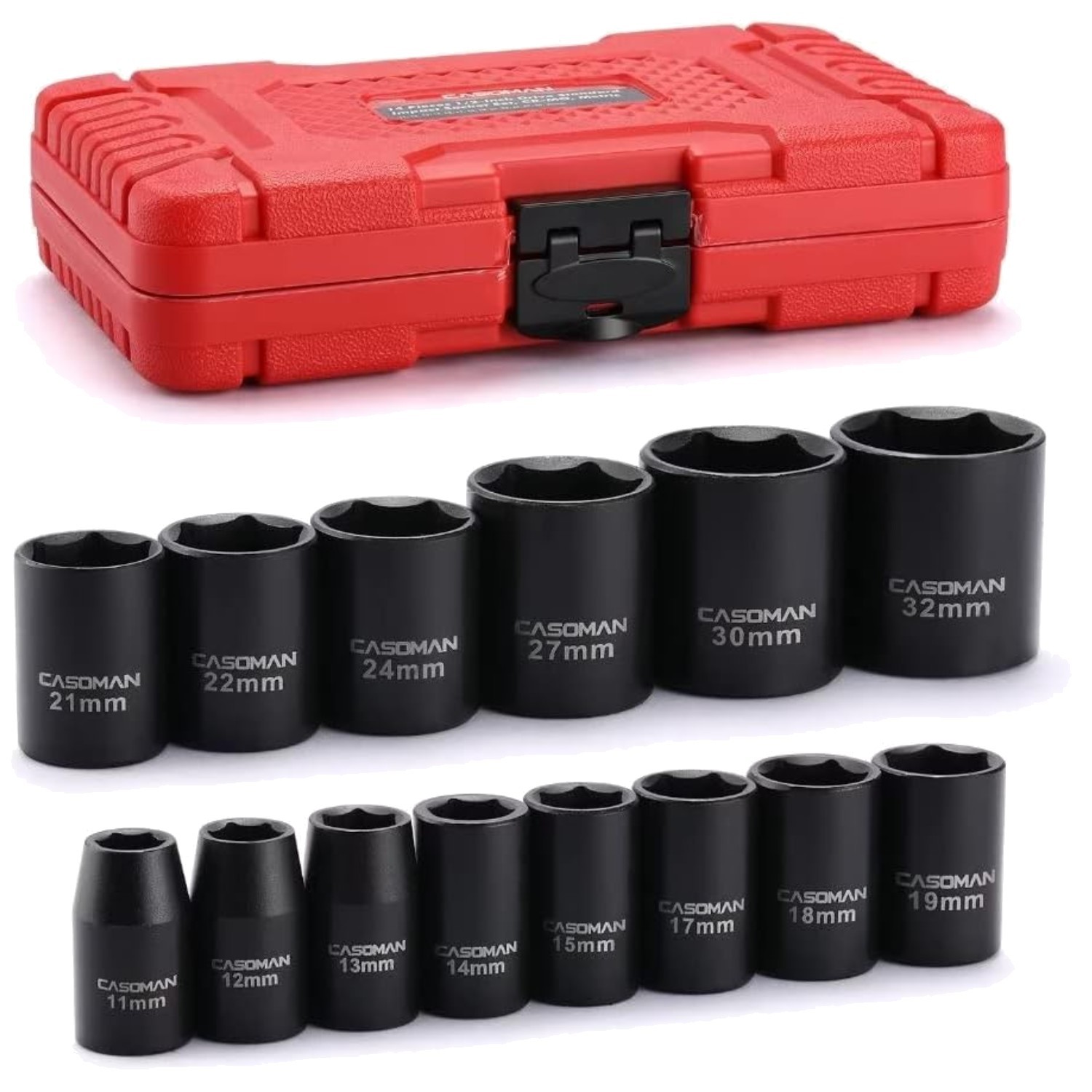 Metric 1/2-Inch Drive 14-Piece Shallow Impact Socket Set – Anti-Corrosion Finish