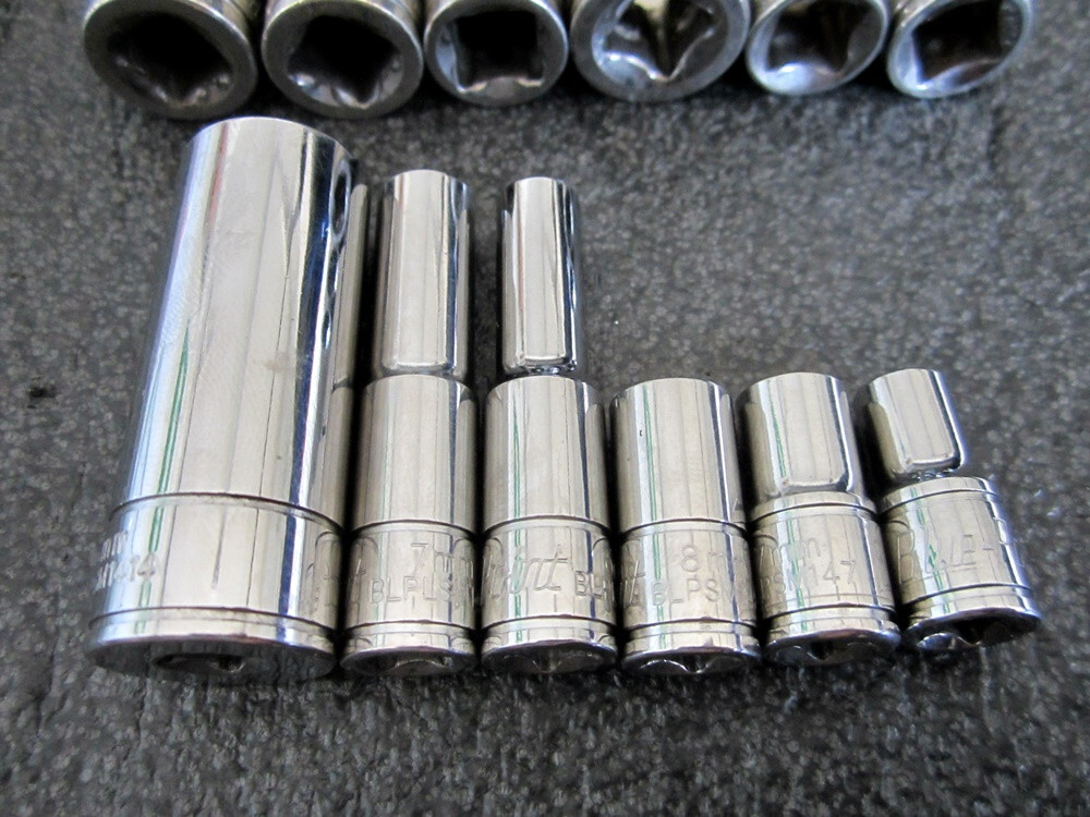 Mixed Lot of Blue-Point 1/4″ & 3/8″ Drive Metric Sockets 6pt 12pt Short Deep