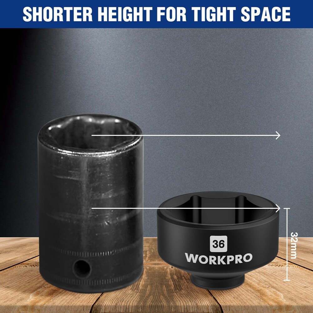 WORKPRO 36 mm Oil Filter Removal Tool Oil Filter Socket Wrench Oil Filter Wrench