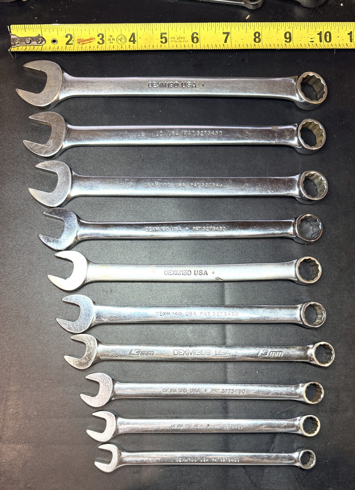 SNAP ON OEXM-SERIES 10-Pc 12-Pt Flank Drive® Combination Wrench Set 10mm-19mm