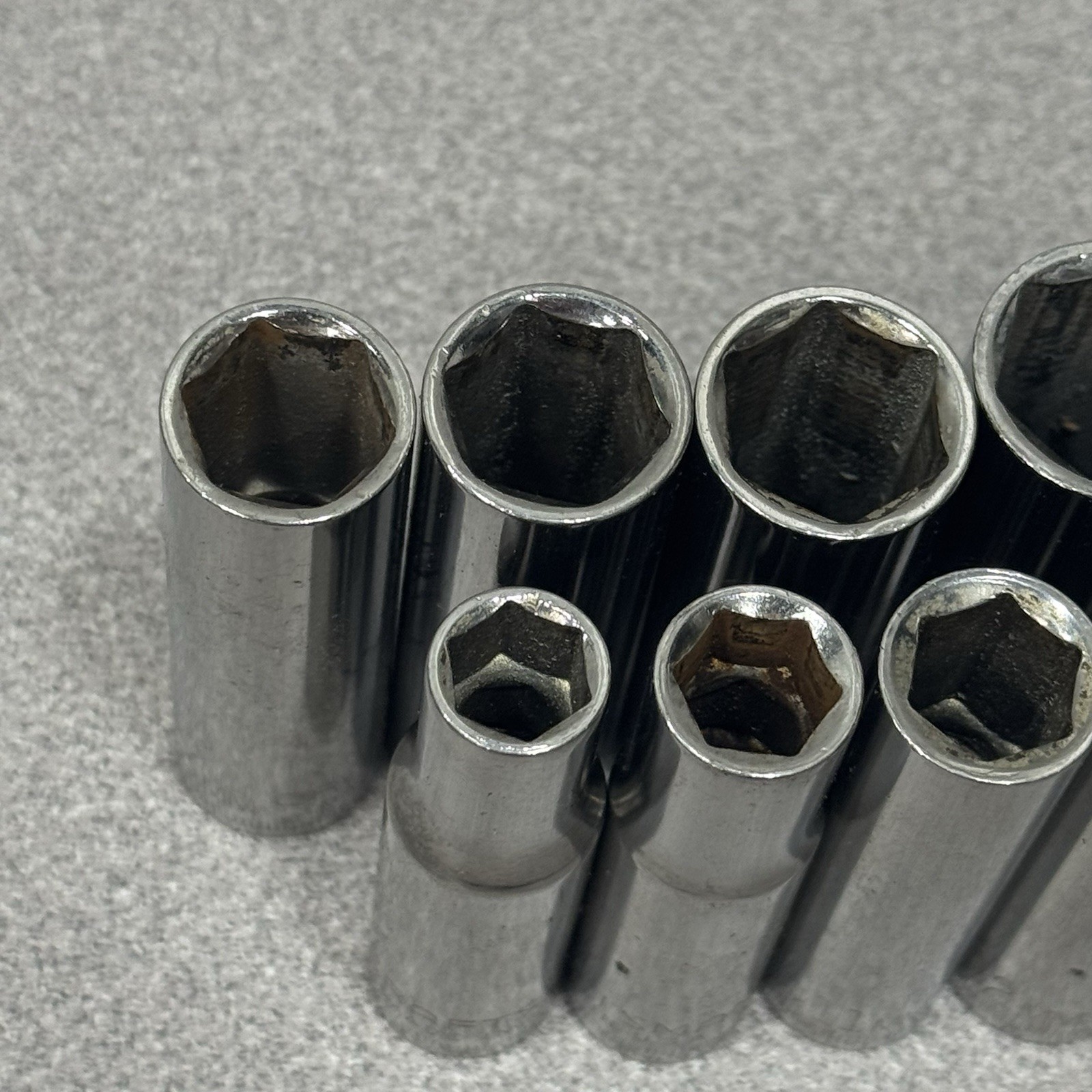 VTG CRAFTSMAN 9 PC G SERIES 6 PT 3/8″ DRIVE METRIC DEEP SOCKET SET 9MM~17mm