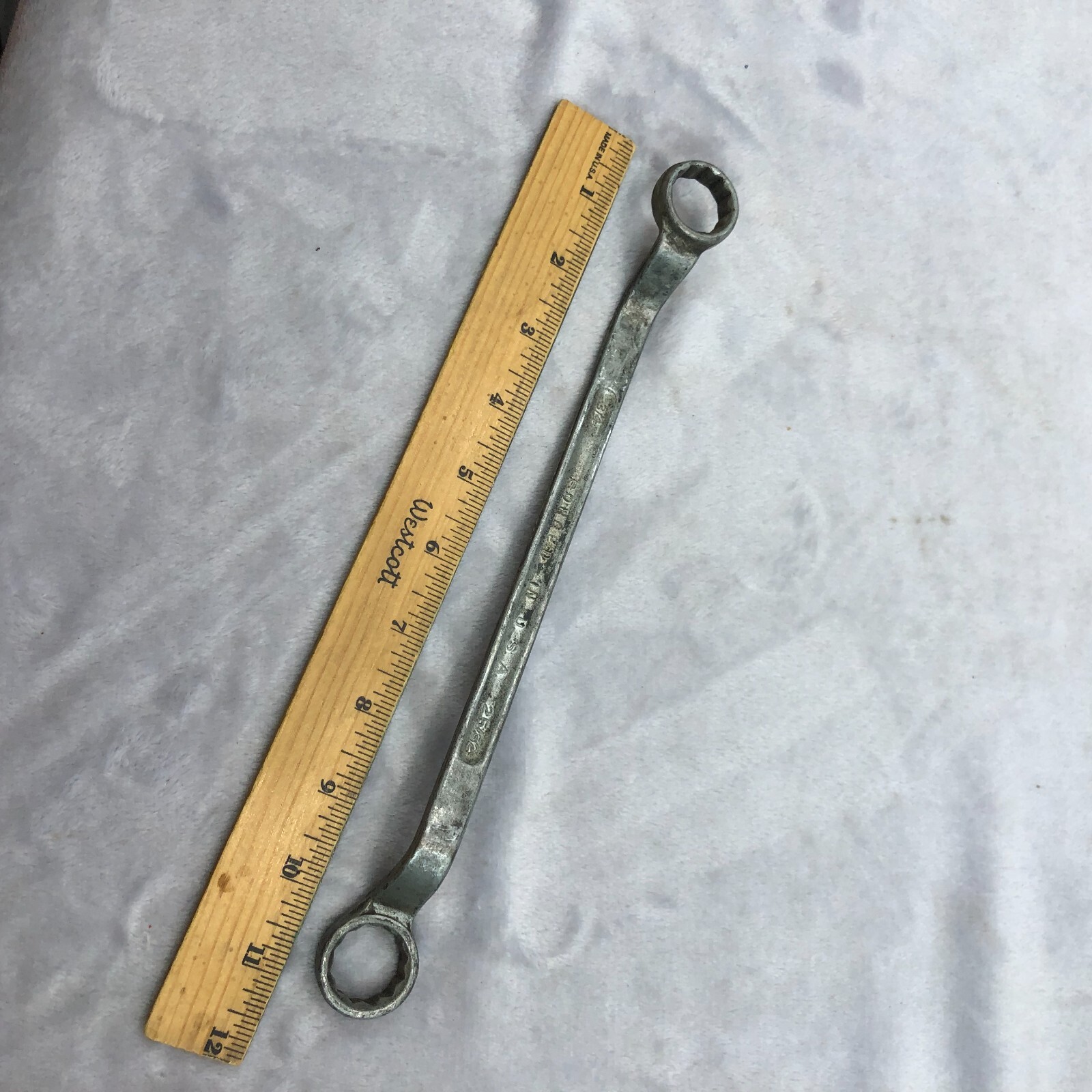 Vintage Unbranded No 25/32in X 3/4in Double Box End Offset Wrench Forged Steel