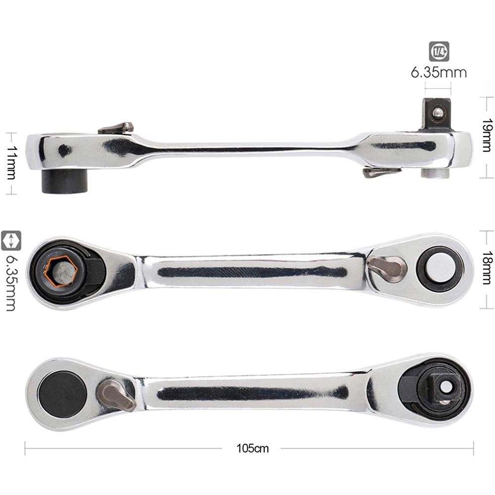 Mini Ratchet Wrench Double Ended Quick Socket Screwdriver Hex Torque Tool Hand