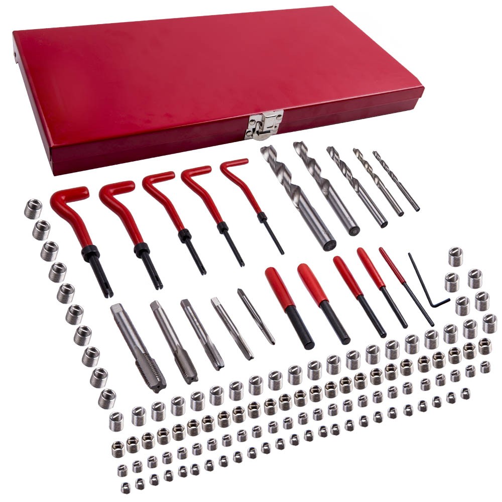 131 pcs Thread Repair Tool Kit Drill Bits Taps Threaded Inserts Installation