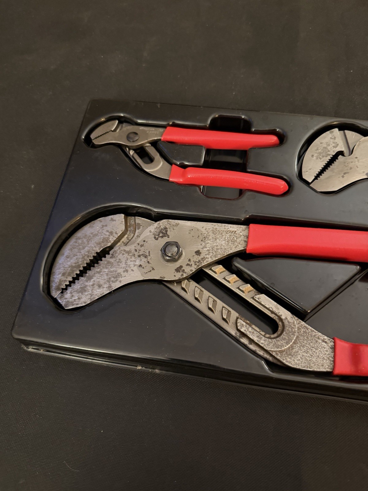 Snap On Tools AWP404 4-pc Adjustable Joint Pliers Set Red with Tray