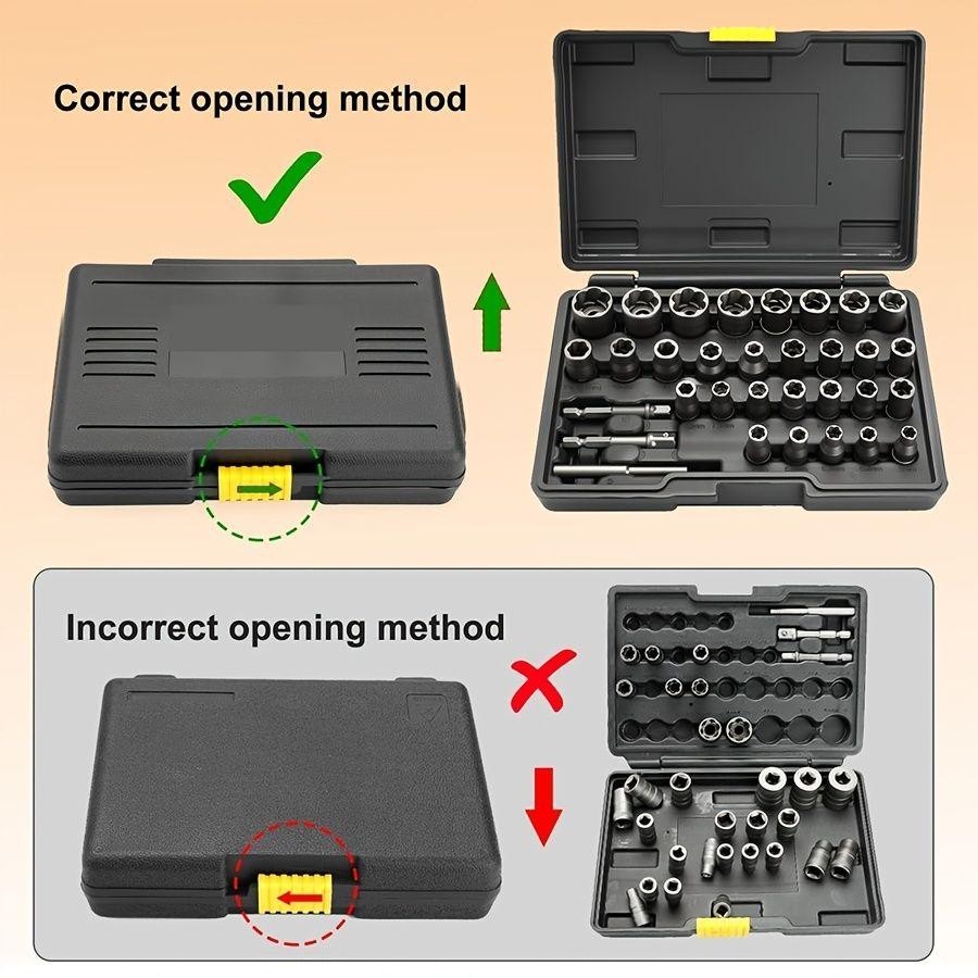 31+1pcs Stripped Bolt Extractor Socket Set, Designed for Removing Damaged, Ruste