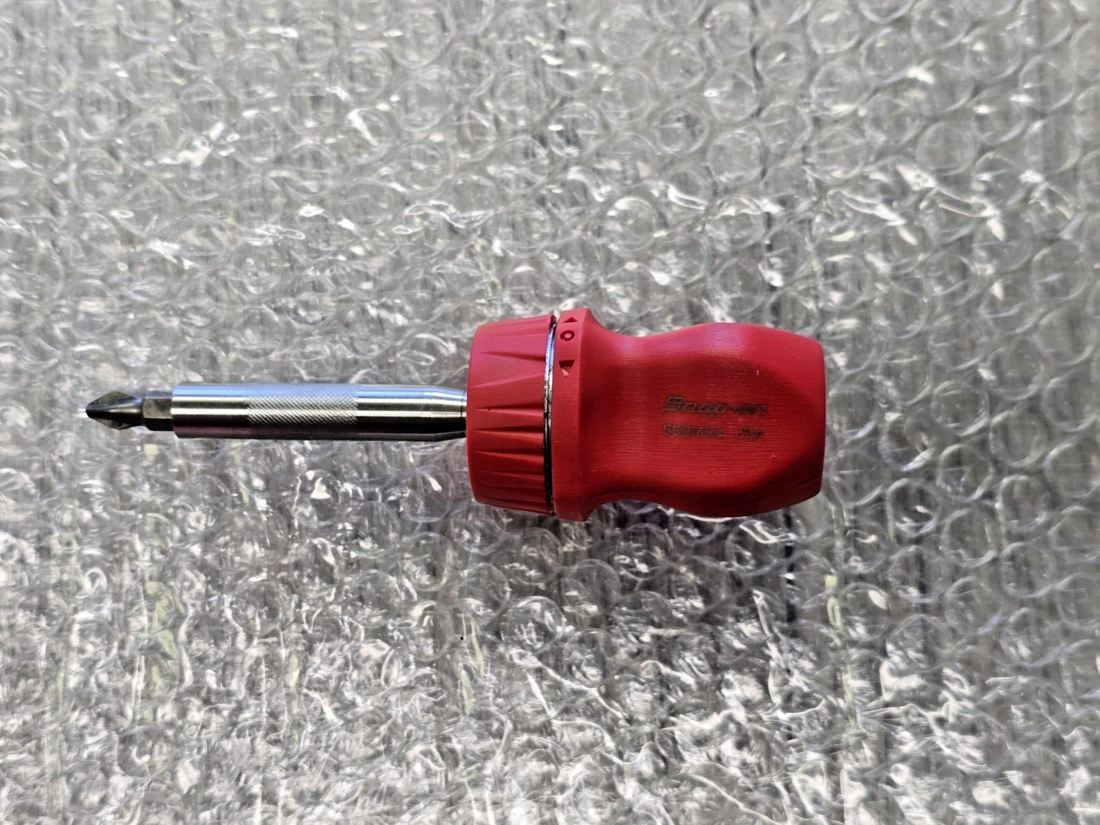 Snap On RED NEW SSDMR1AR ratcheting stubby hard handle screwdriver Phillips bit