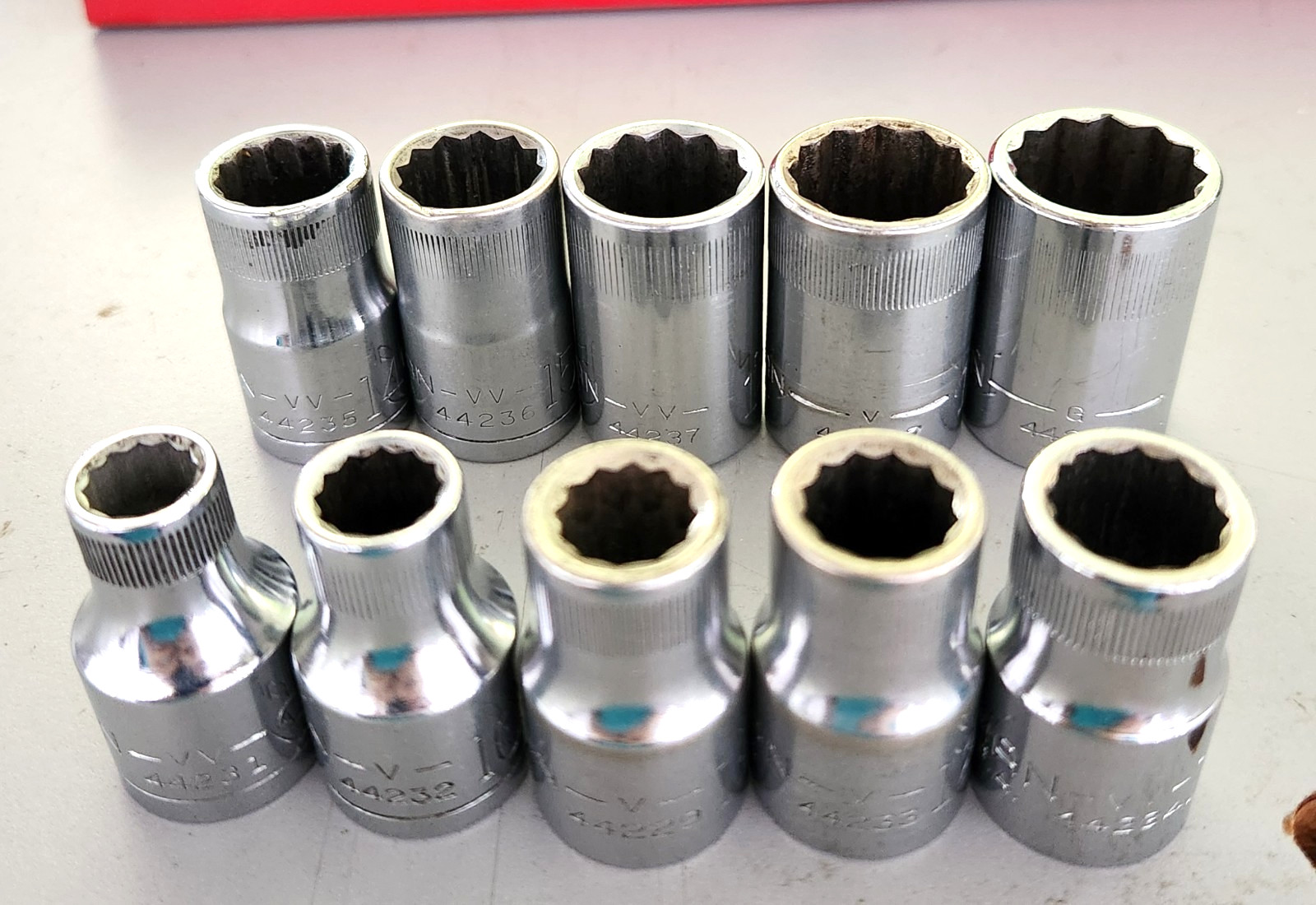 Vtg Craftsman USA 10 pc 1/2″ drive shallow metric socket set 12 pt 9mm-19mm