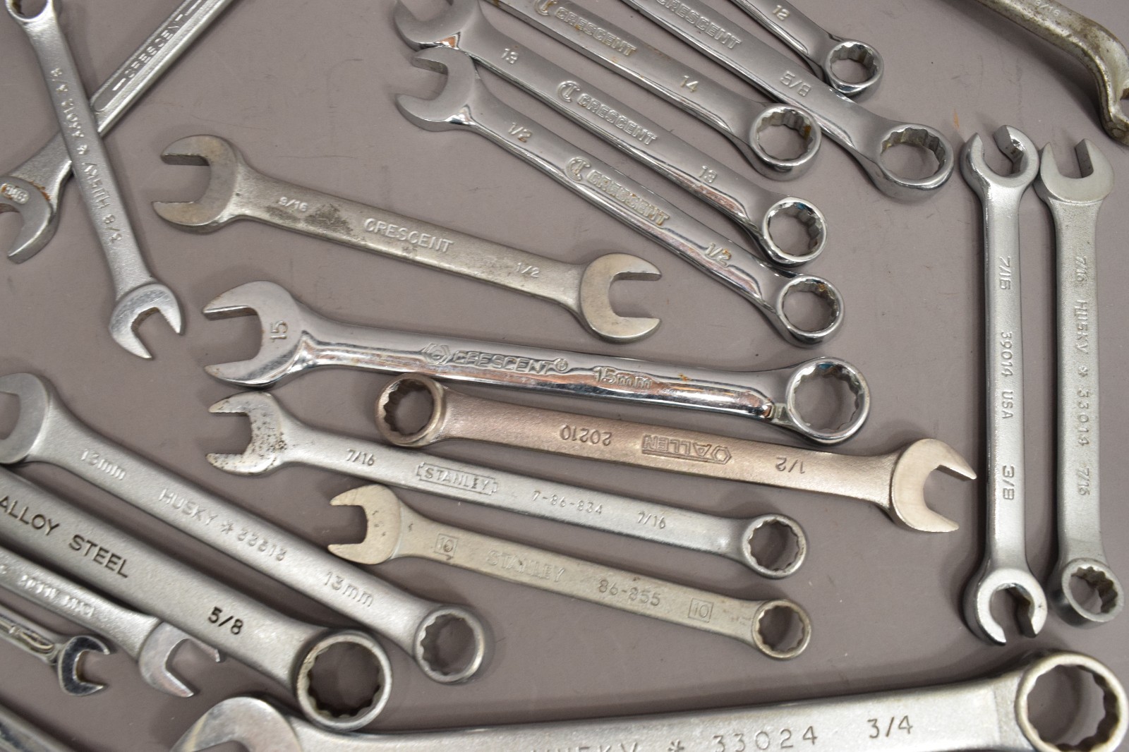 21 piece Mixed Wrench Lot Husky Crescent Stanley SAE Metric Ratcheting USA 5110