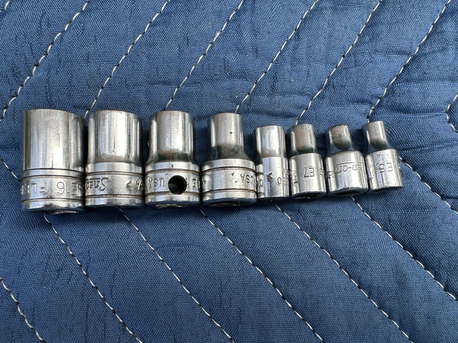 Snap-on FLE/TLE 8 Piece 1/4″ 3/8″ Drive Inverse Torx Socket Set USA E5 to E16