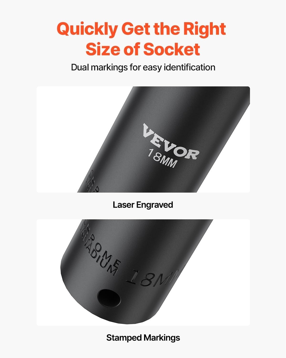 Vevor 1/2″ Deep Impact Socket Set – 26 Piece, 6-Point Design