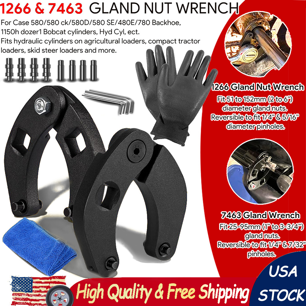 1266 7463 Adjustable Gland Nut Wrench Spanner Tool Set with Gloves & Towel