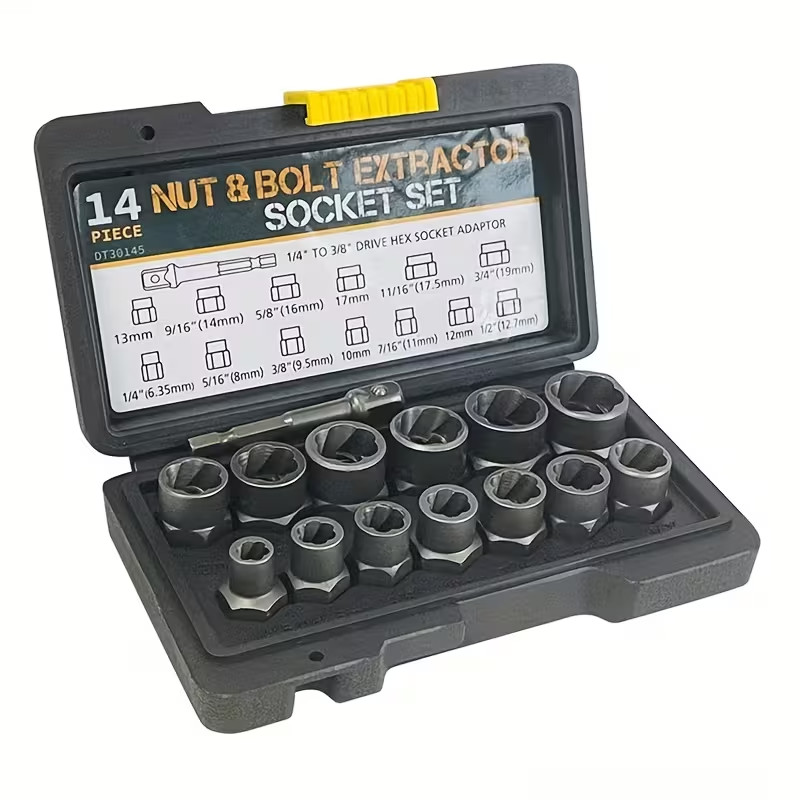 14pcs Nut Extractor Set | Tool for Removing Nuts with 13 Bolt And Nut Extractors