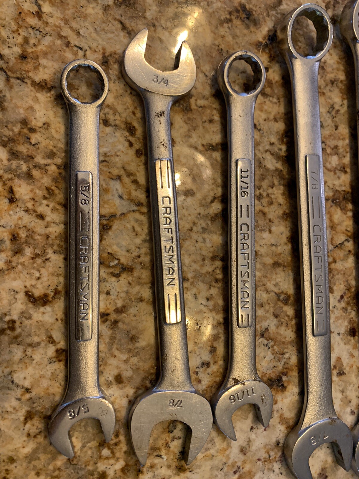 Lot of 7 Craftsman 1” 1-1/16″ 15/16″ 1.25″ 7/8″ 5/8″ 3/4″ 11/16″ Wrenches -V-