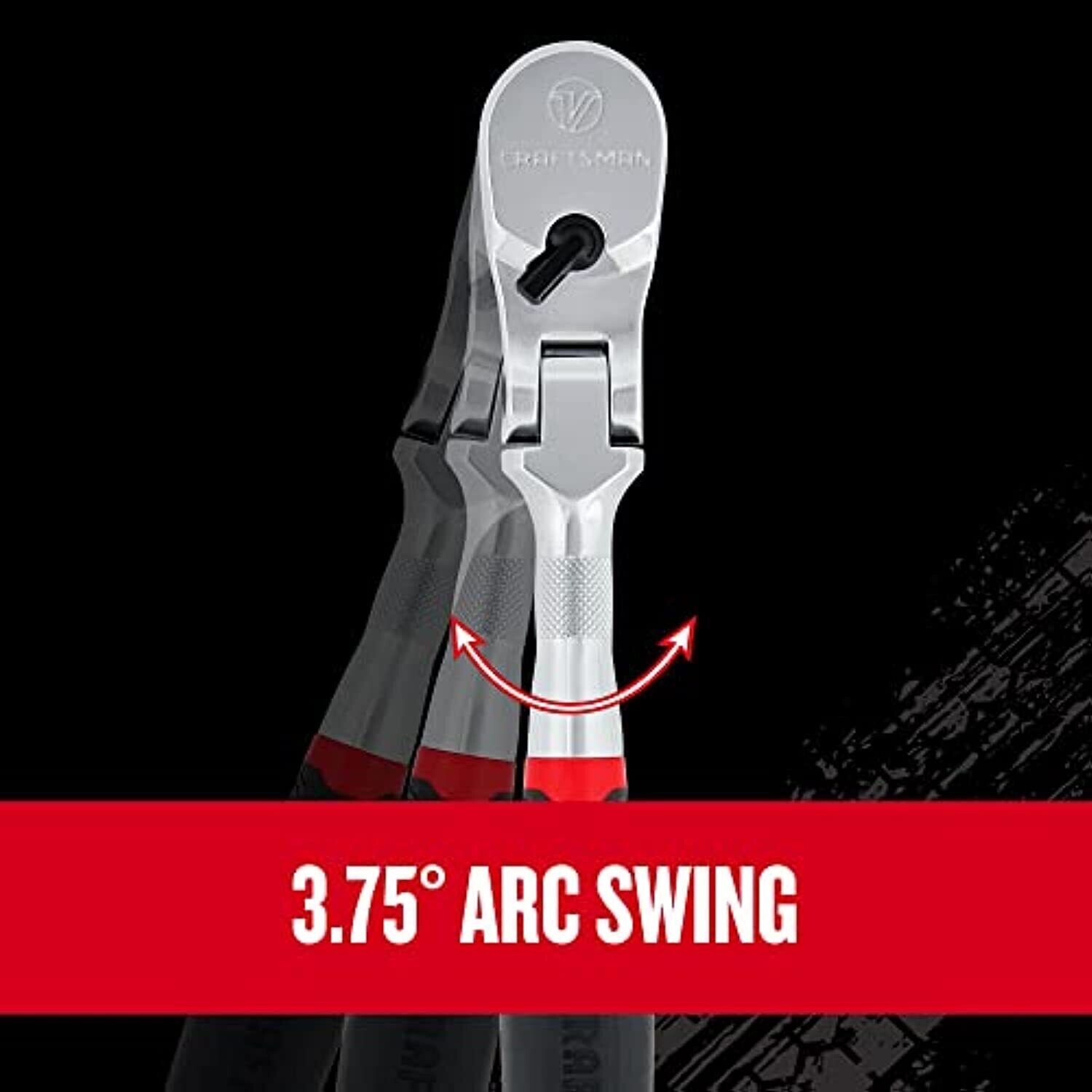 Craftsman V-SERIES Ratchet, 1/2 Inch Drive, 96-Tooth, Flexible Head Comfort Grip