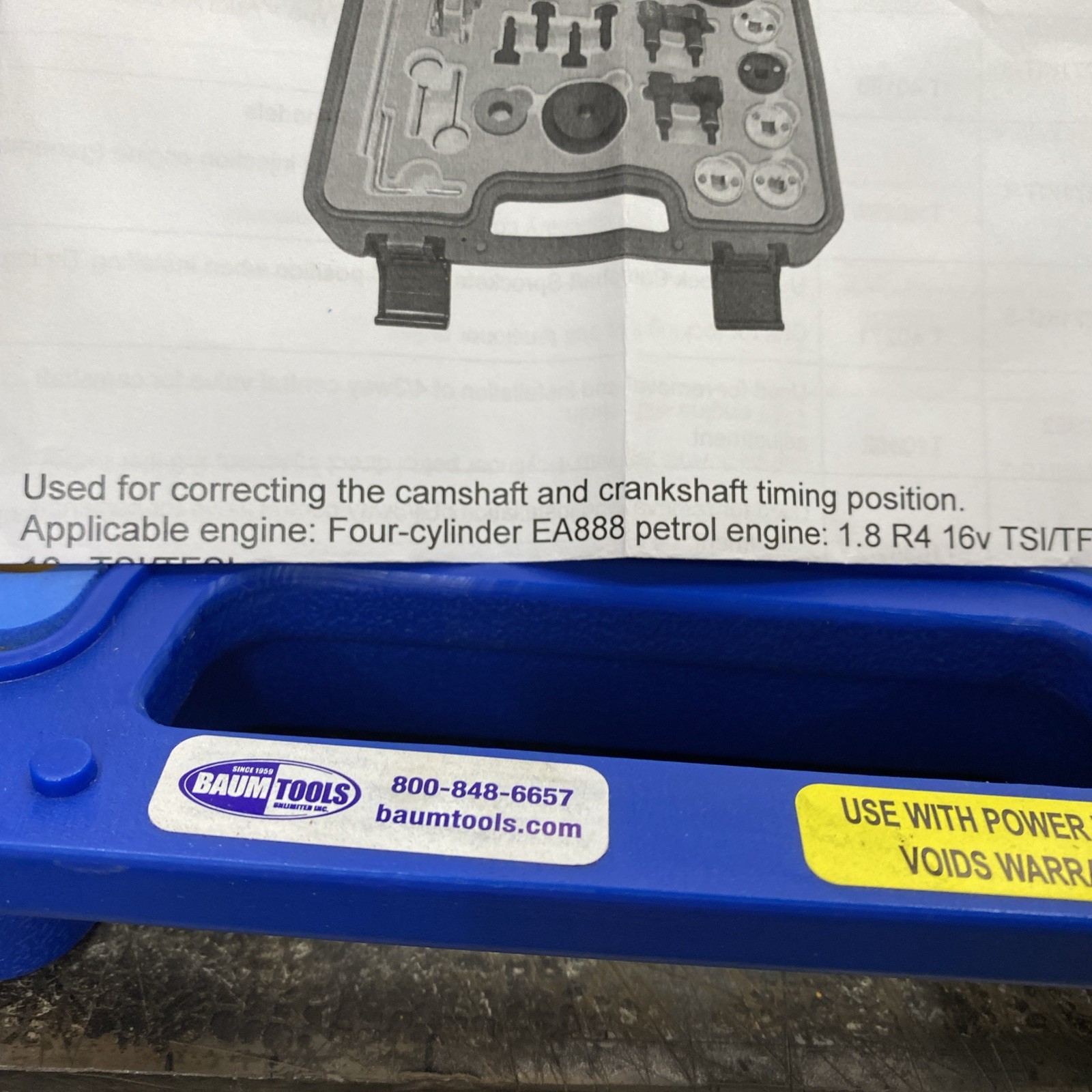 Baum Tools VW-Audi 1.8L/2.0L TFSi Turbo Timing Tool Set CAEB Chain Motor 2006-UP