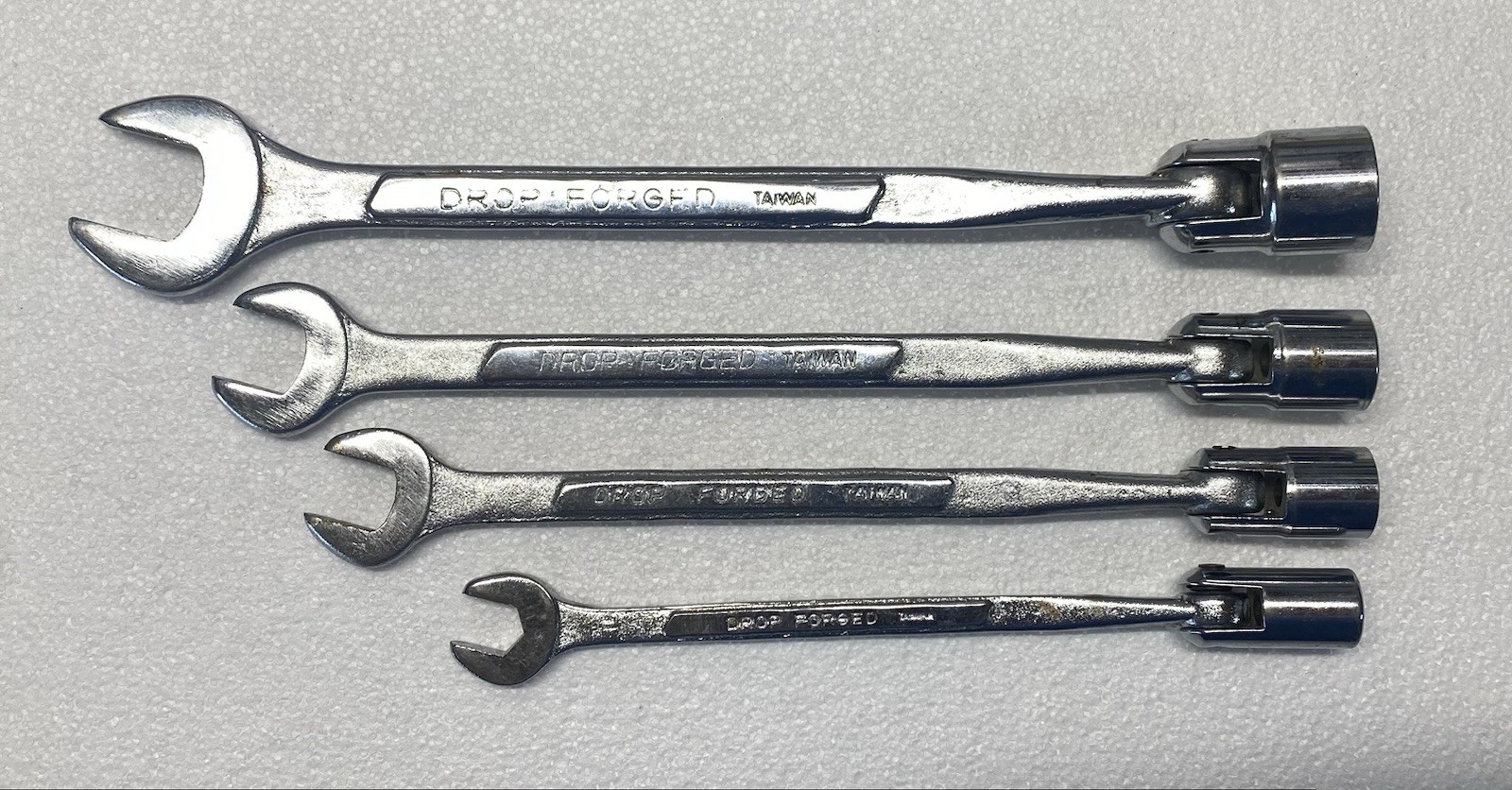 Lot of 4 Drop Forged 6 Point SAE Swivel Flex Socket Combination Wrench Set