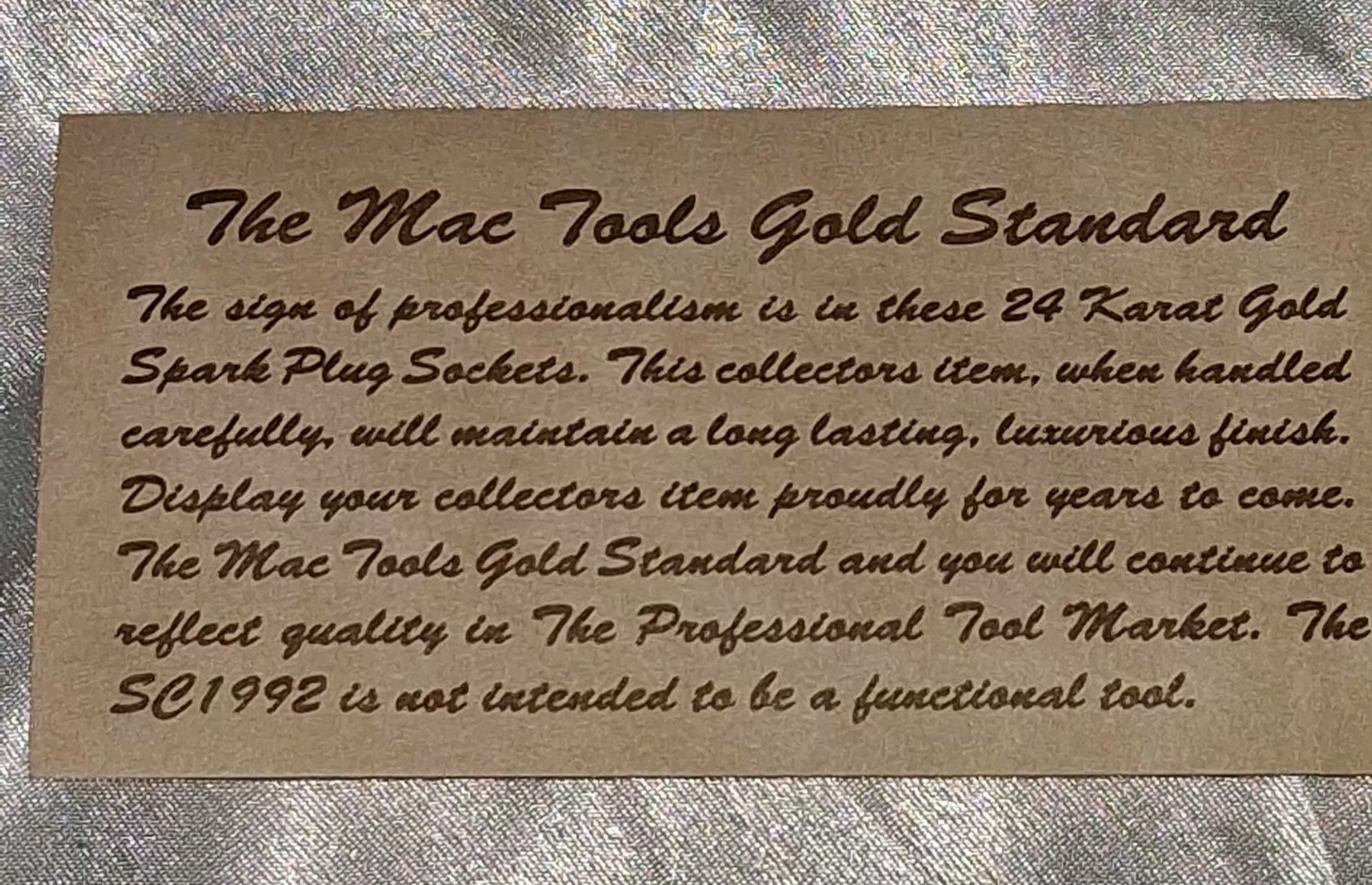 Mac Tools 2 Piece Universal Spark Plug Socket Set 24k Gold Plated LE 1992